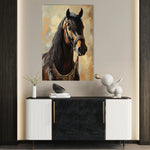 Horses 133 Canvas Art 18" x 24" / 45 x 60 cm / Black