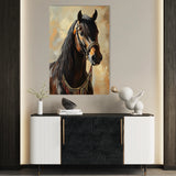 Horses 133 Canvas Art 18" x 24" / 45 x 60 cm / Black