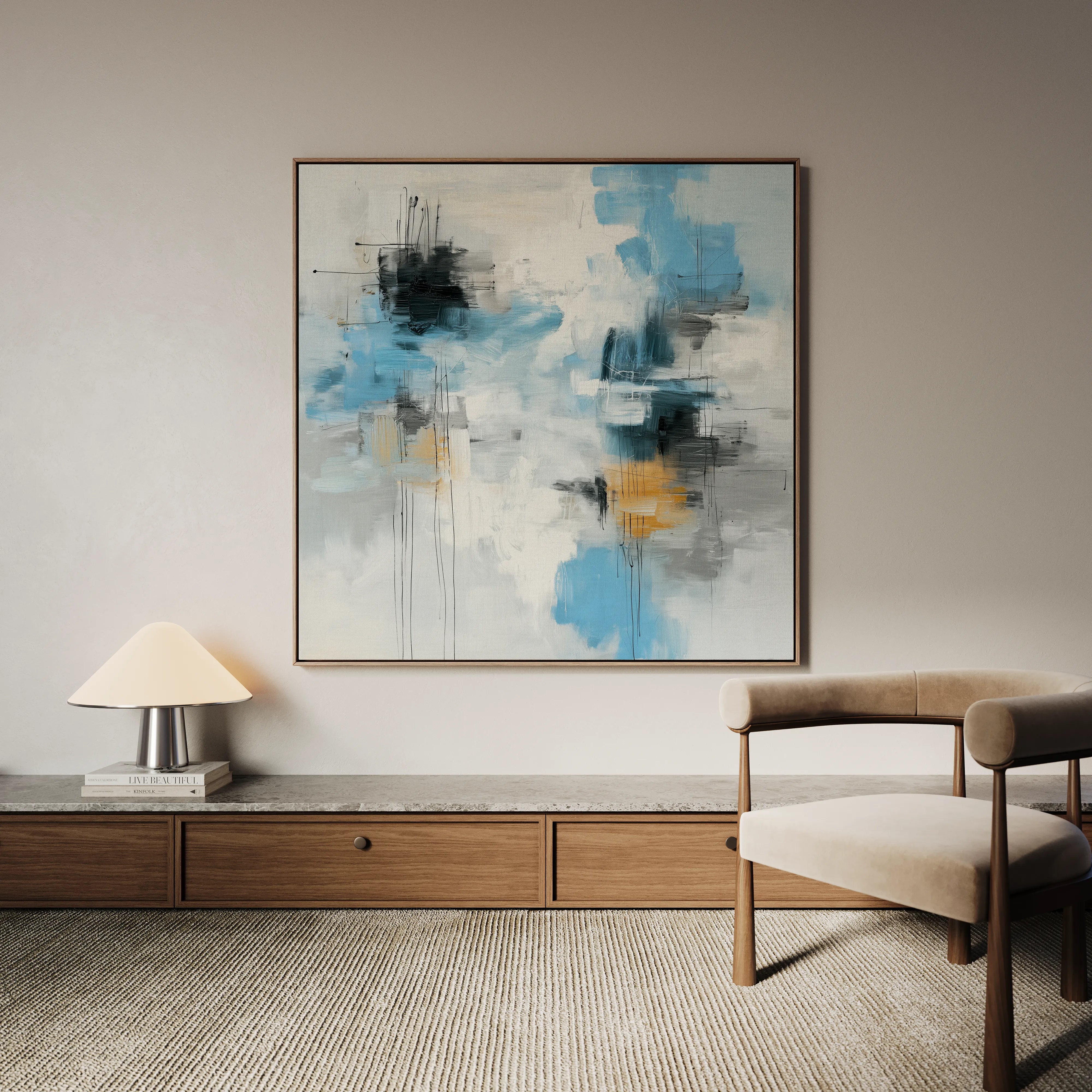Abstract 1330 Canvas Art 16" x 16" / 40 x 40 cm / Black