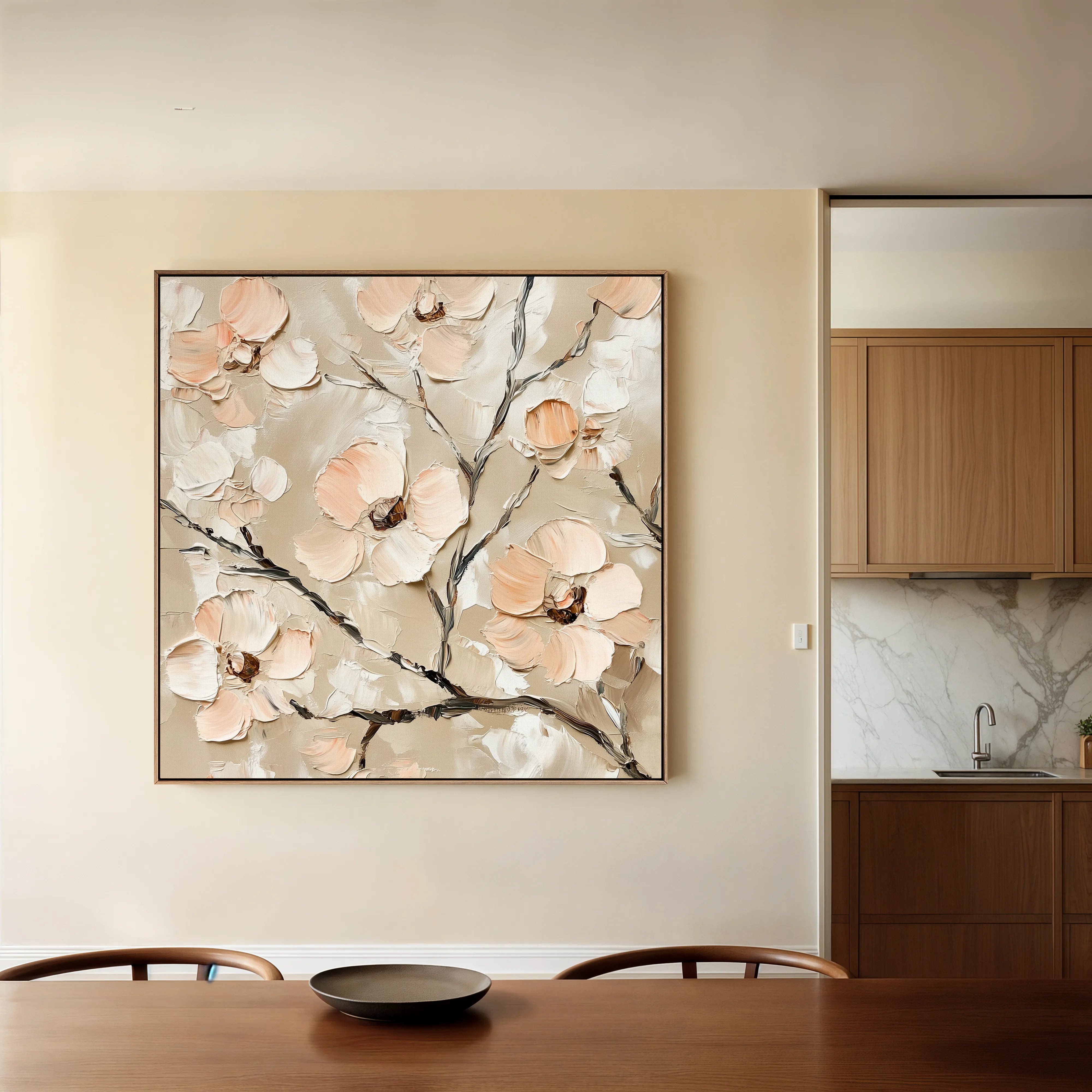 Floral 1330 Canvas Art 16" x 16" / 40 x 40 cm / Black