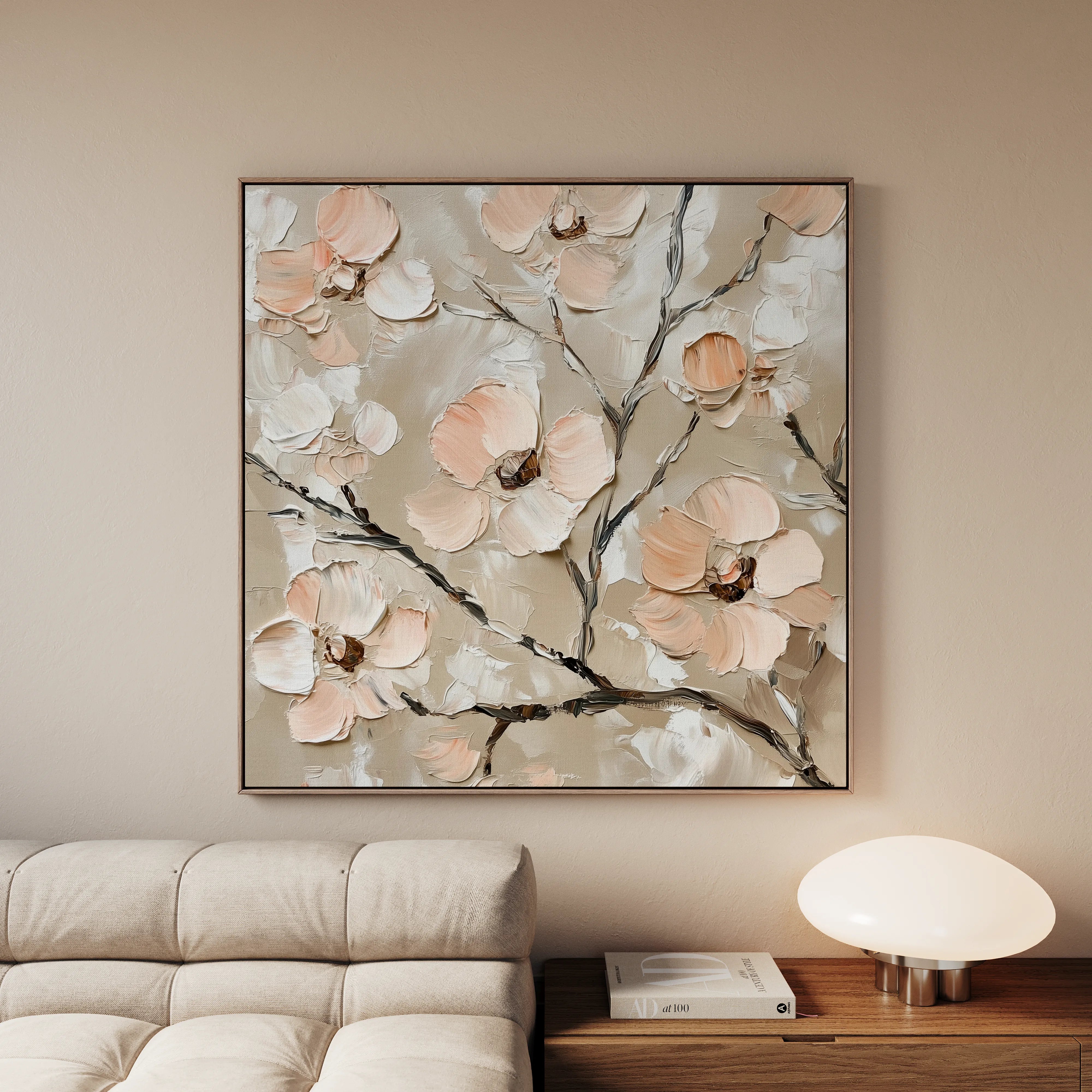 Floral 1330 Canvas Art 16" x 16" / 40 x 40 cm / Black
