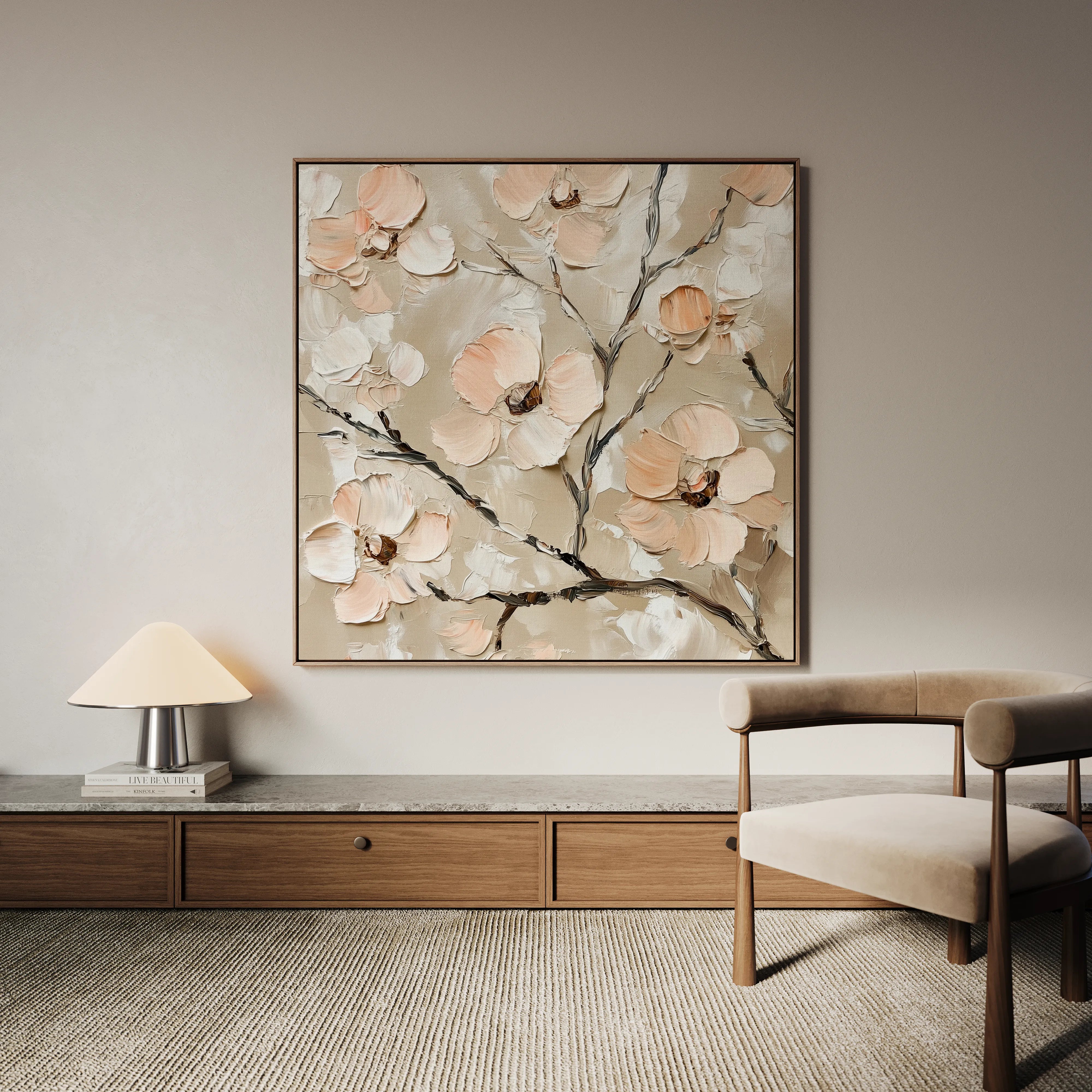Floral 1330 Canvas Art 16" x 16" / 40 x 40 cm / Black