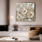 Floral 1330 Canvas Art 16" x 16" / 40 x 40 cm / Black