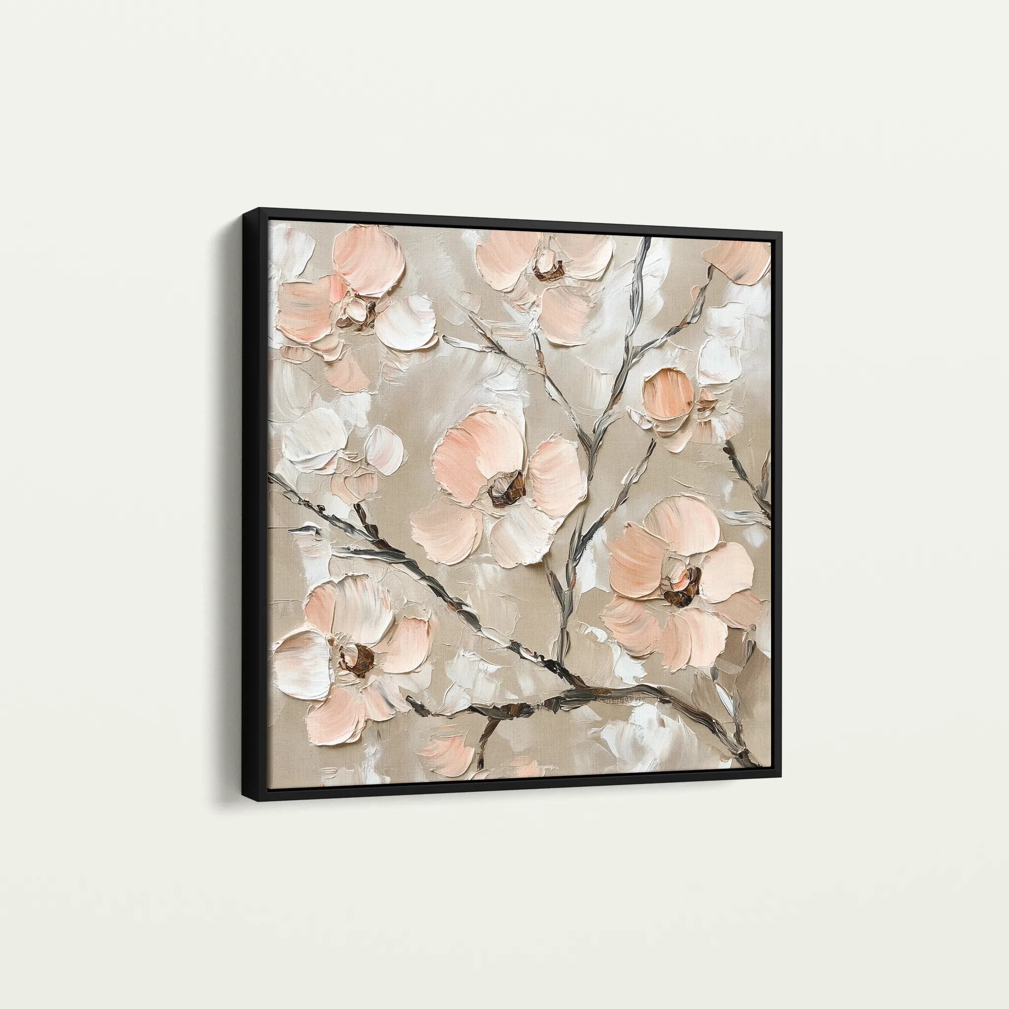 Floral 1330 Canvas Art 16" x 16" / 40 x 40 cm / Black