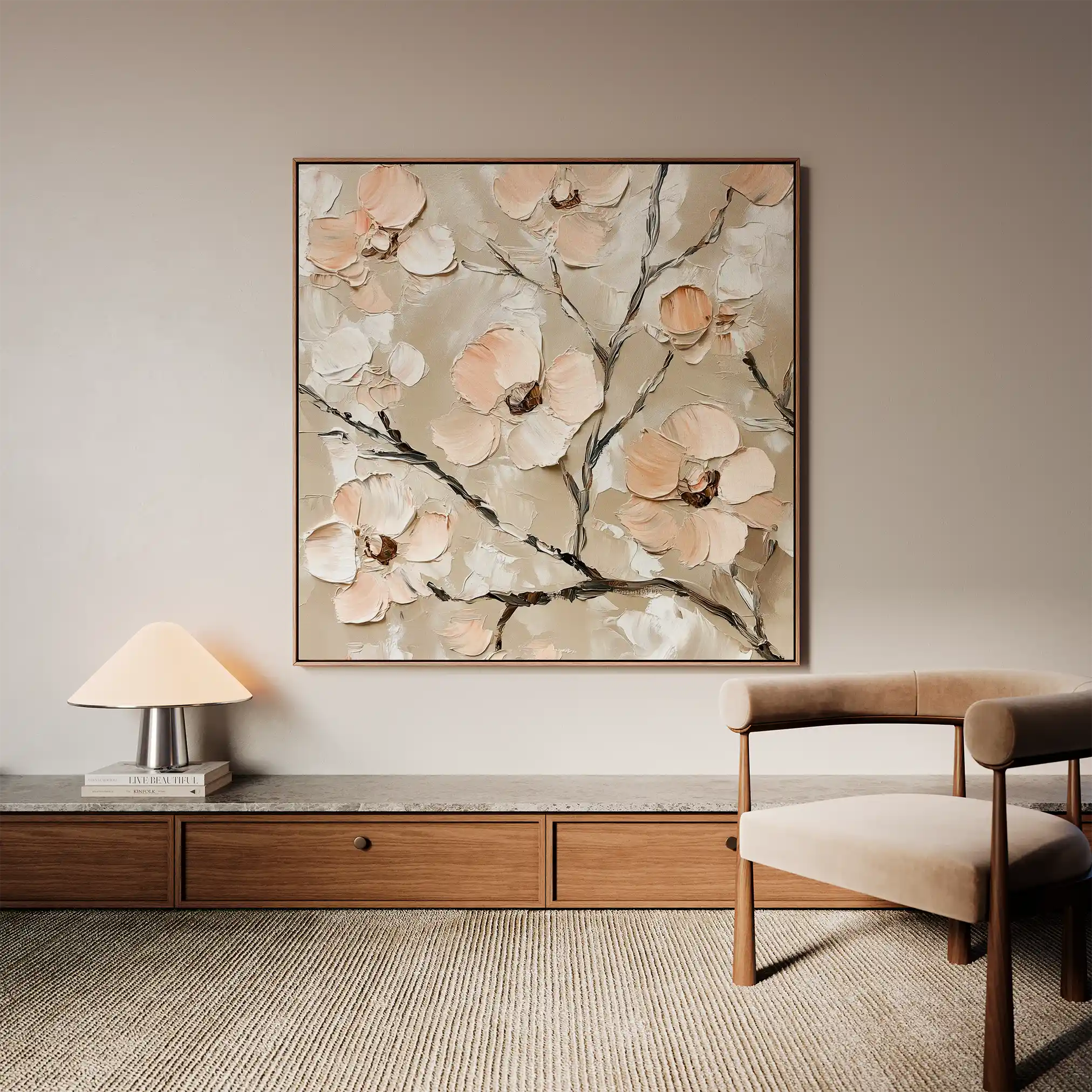 Floral 1330 Canvas Art 60 x 60 cm / Black