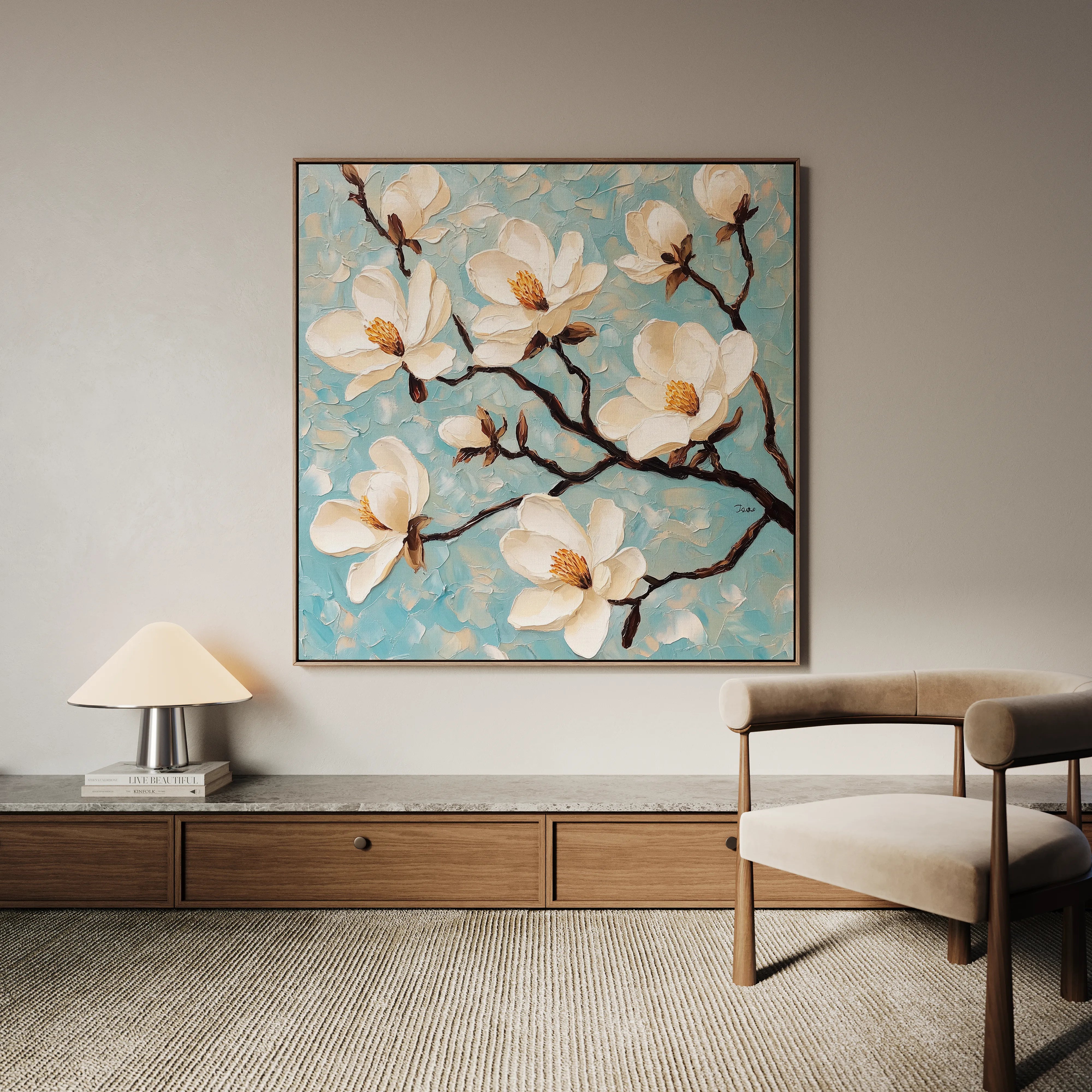 Floral 1331 Canvas Art 16" x 16" / 40 x 40 cm / Black