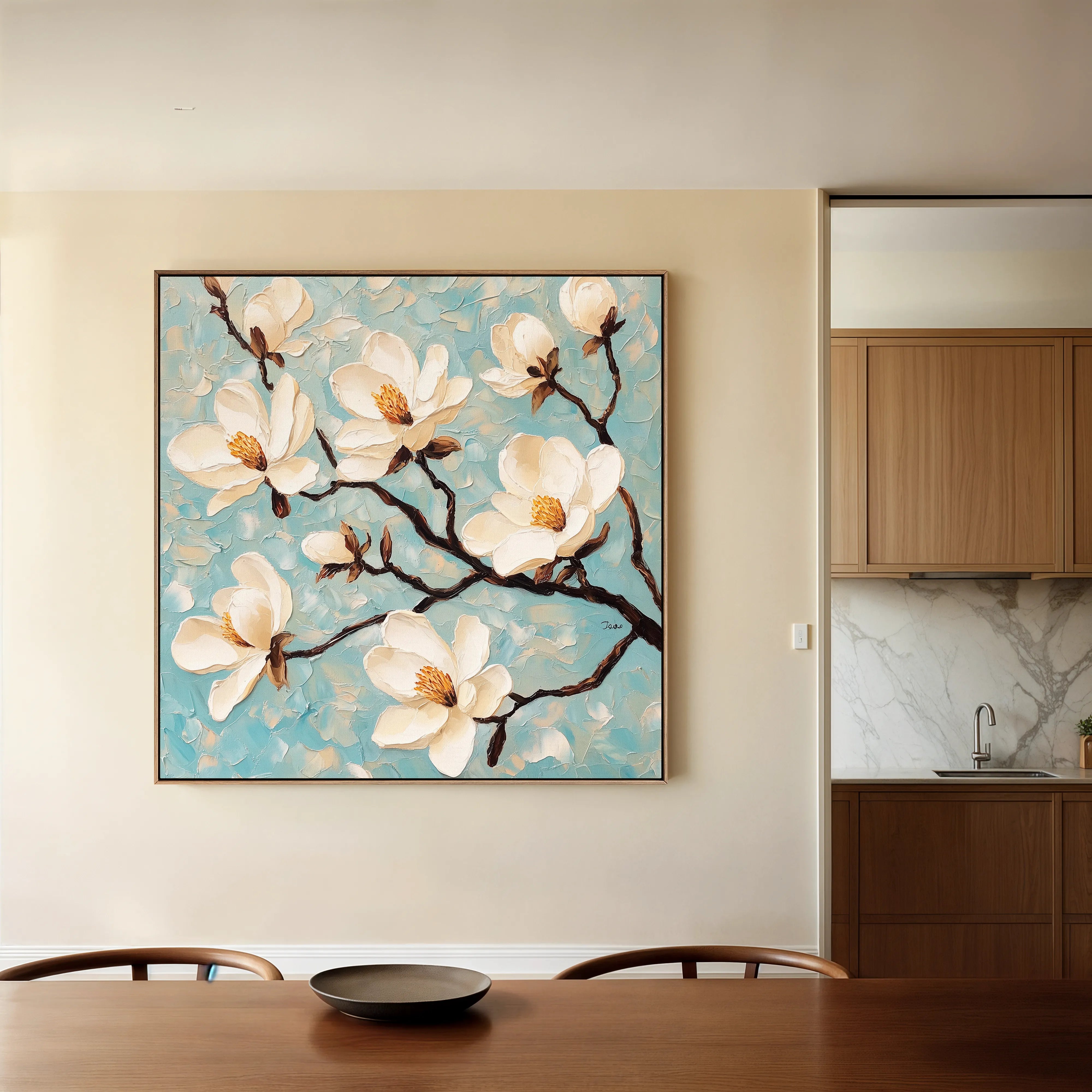 Floral 1331 Canvas Art 16" x 16" / 40 x 40 cm / Black