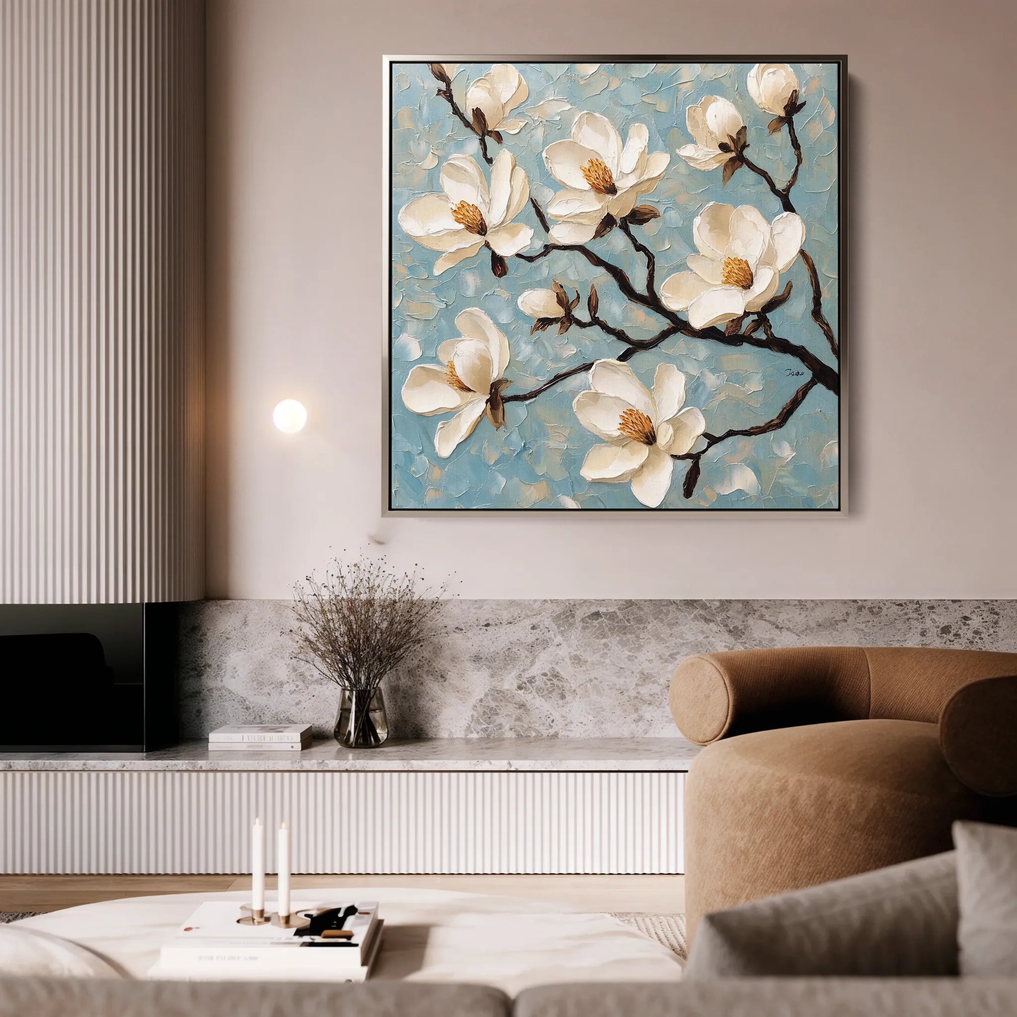 Floral 1331 Canvas Art 16" x 16" / 40 x 40 cm / Black