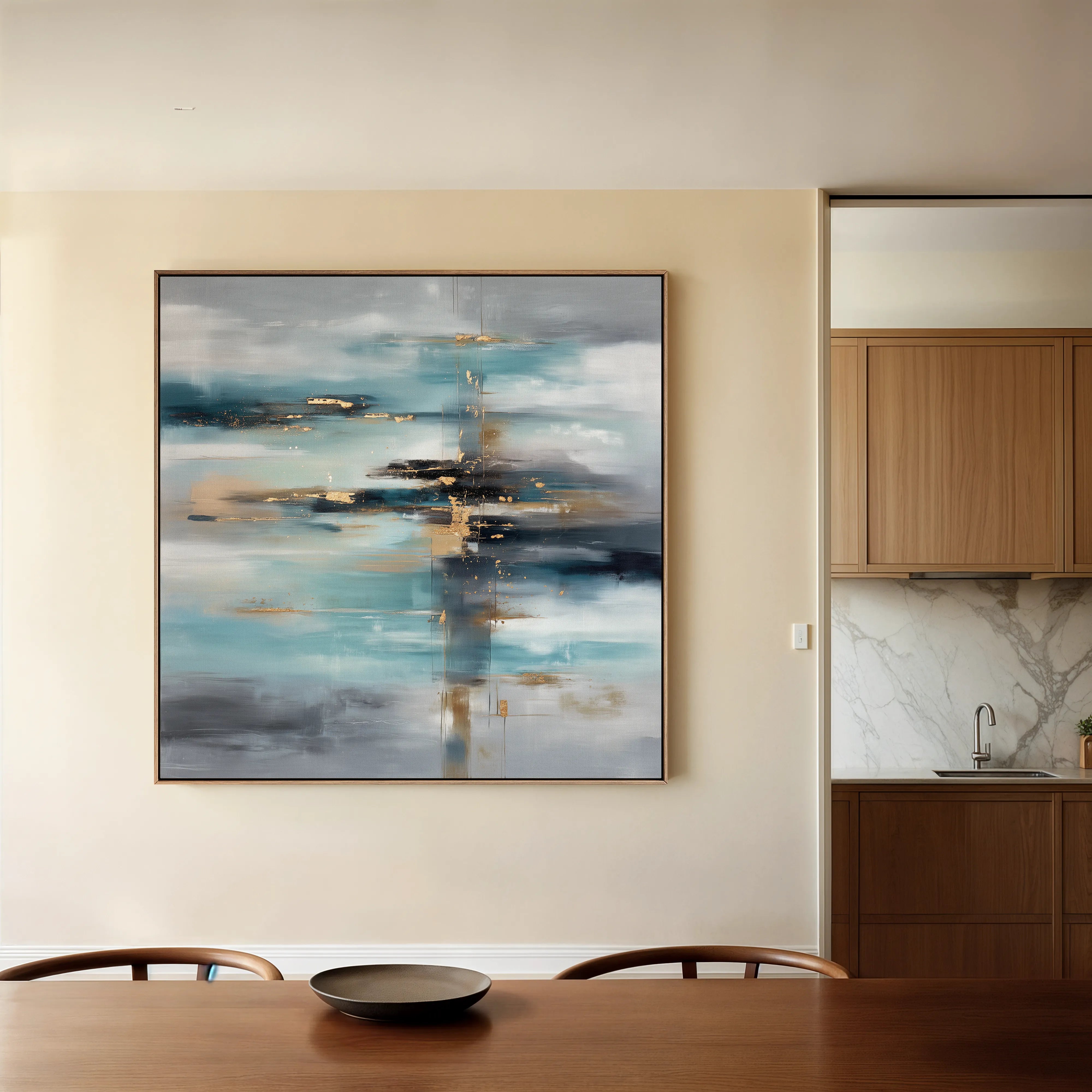 Abstract 1332 Canvas Art 16" x 16" / 40 x 40 cm / Black
