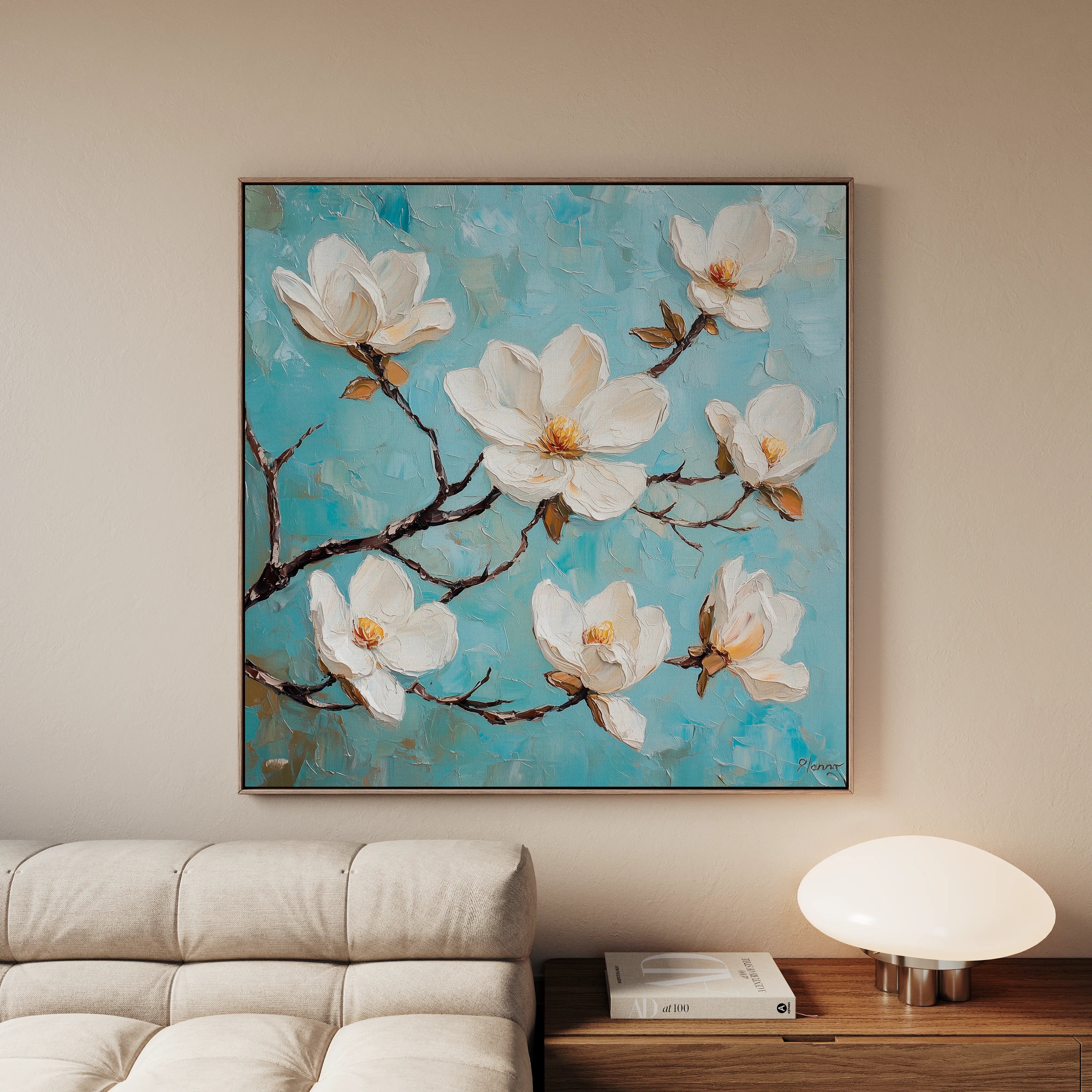 Floral 1332 Canvas Art 16" x 16" / 40 x 40 cm / Black