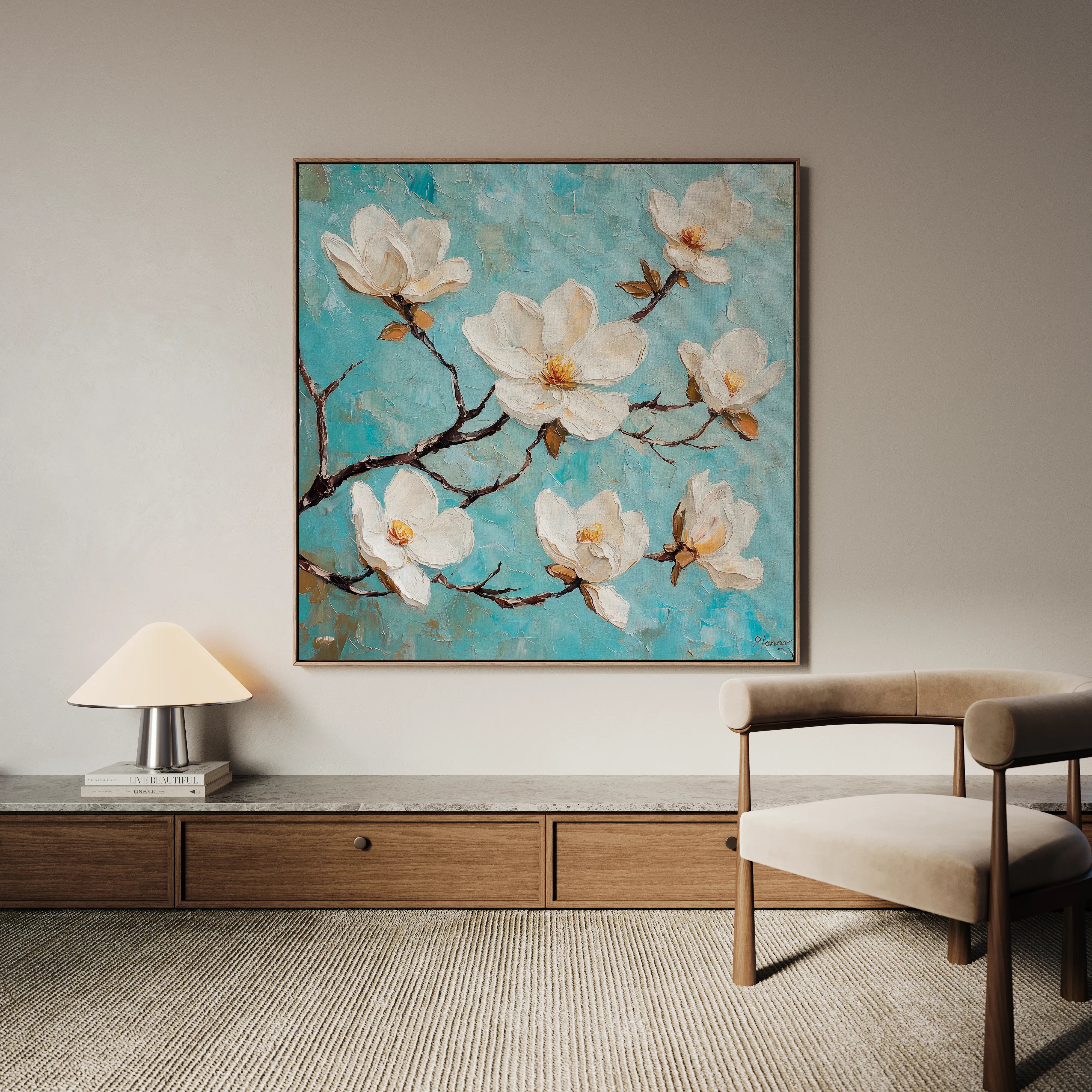 Floral 1332 Canvas Art 16" x 16" / 40 x 40 cm / Black