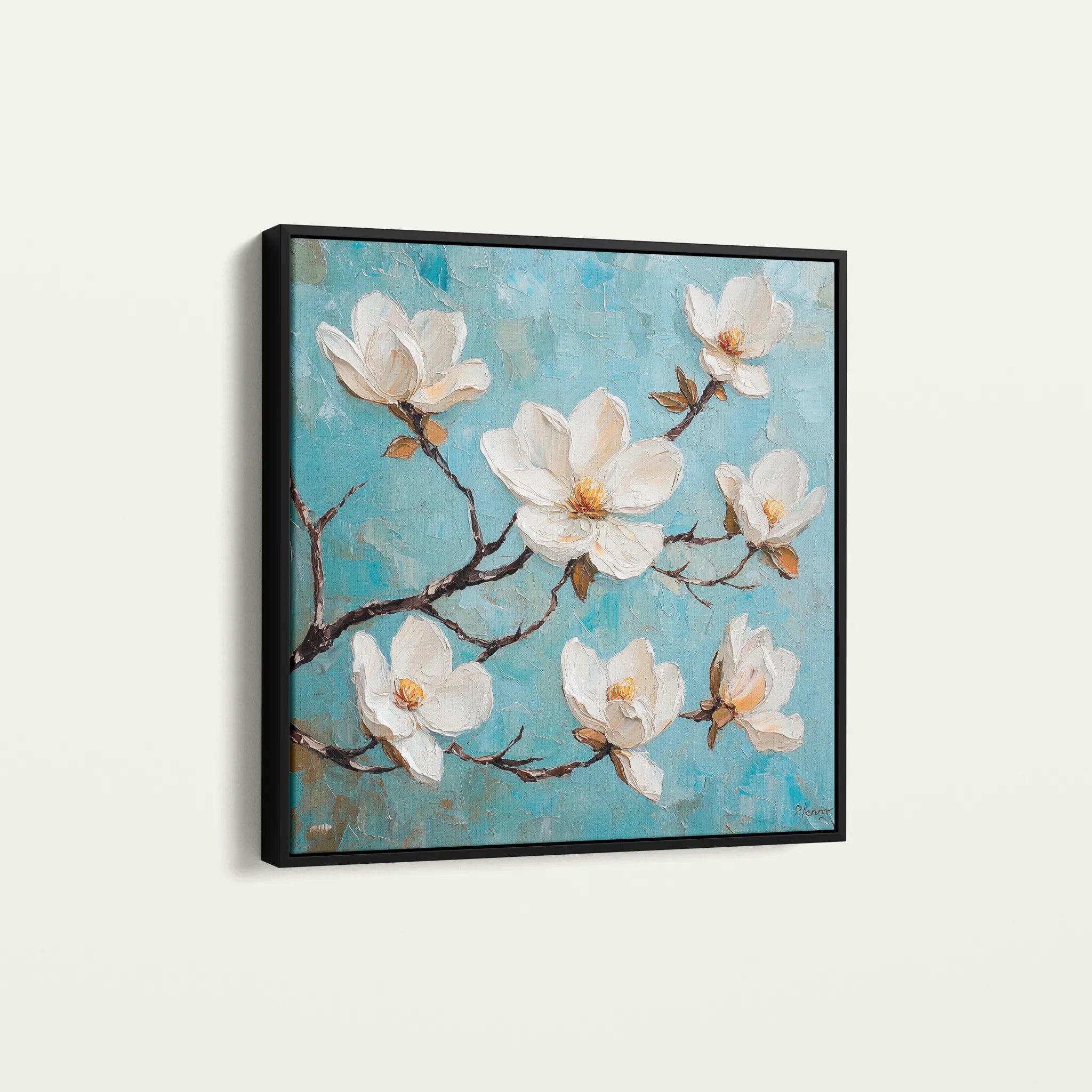Floral 1332 Canvas Art 16" x 16" / 40 x 40 cm / Black