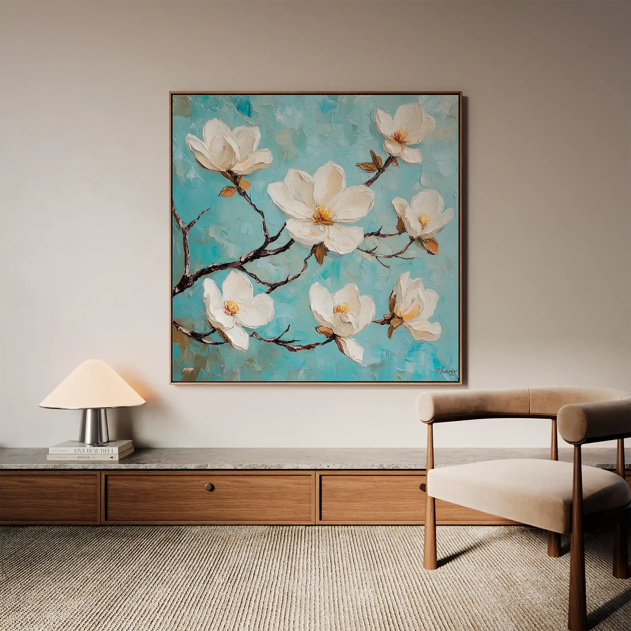 Floral 1332 Canvas Art 60 x 60 cm / Black