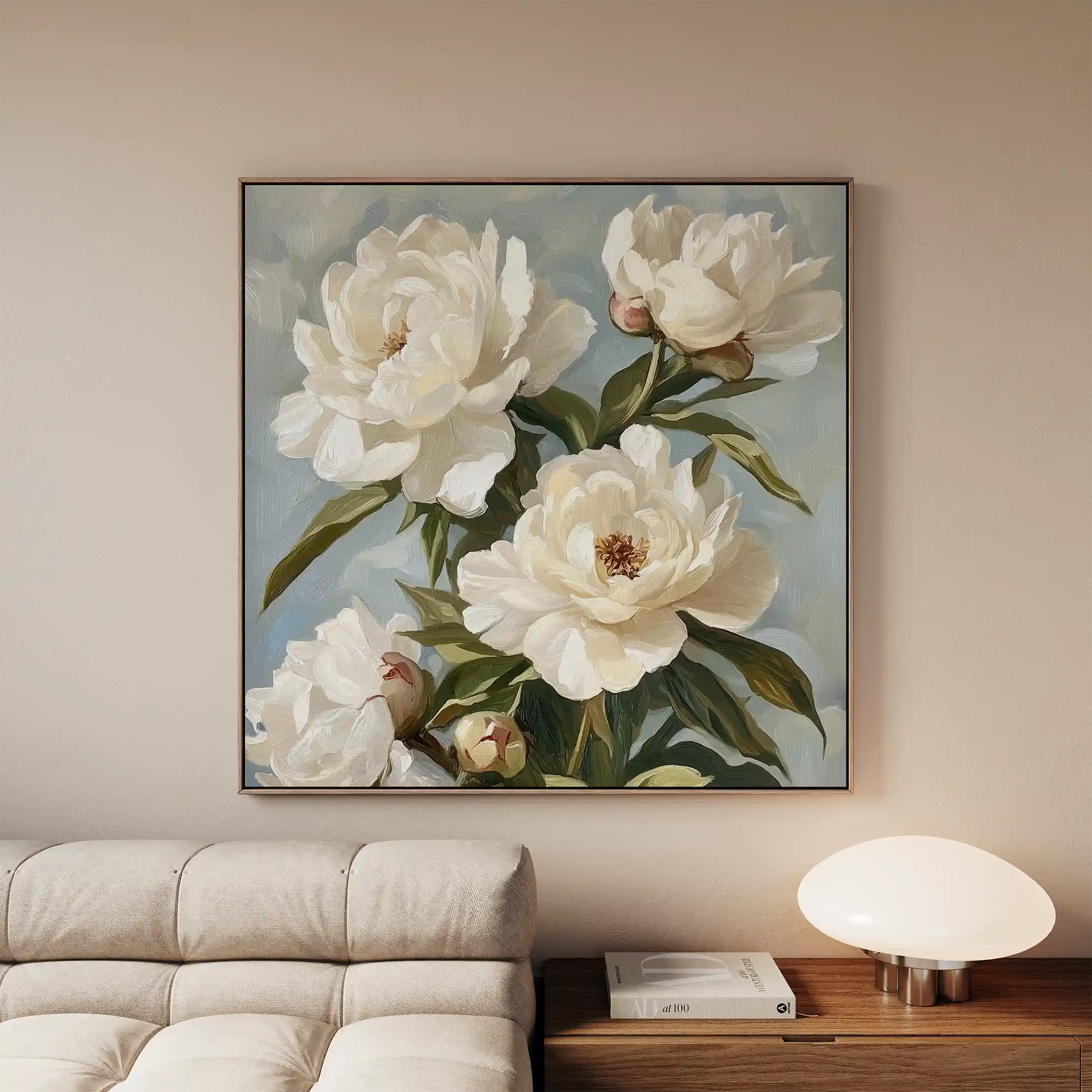 Floral 1333 Canvas Art 16" x 16" / 40 x 40 cm / Black