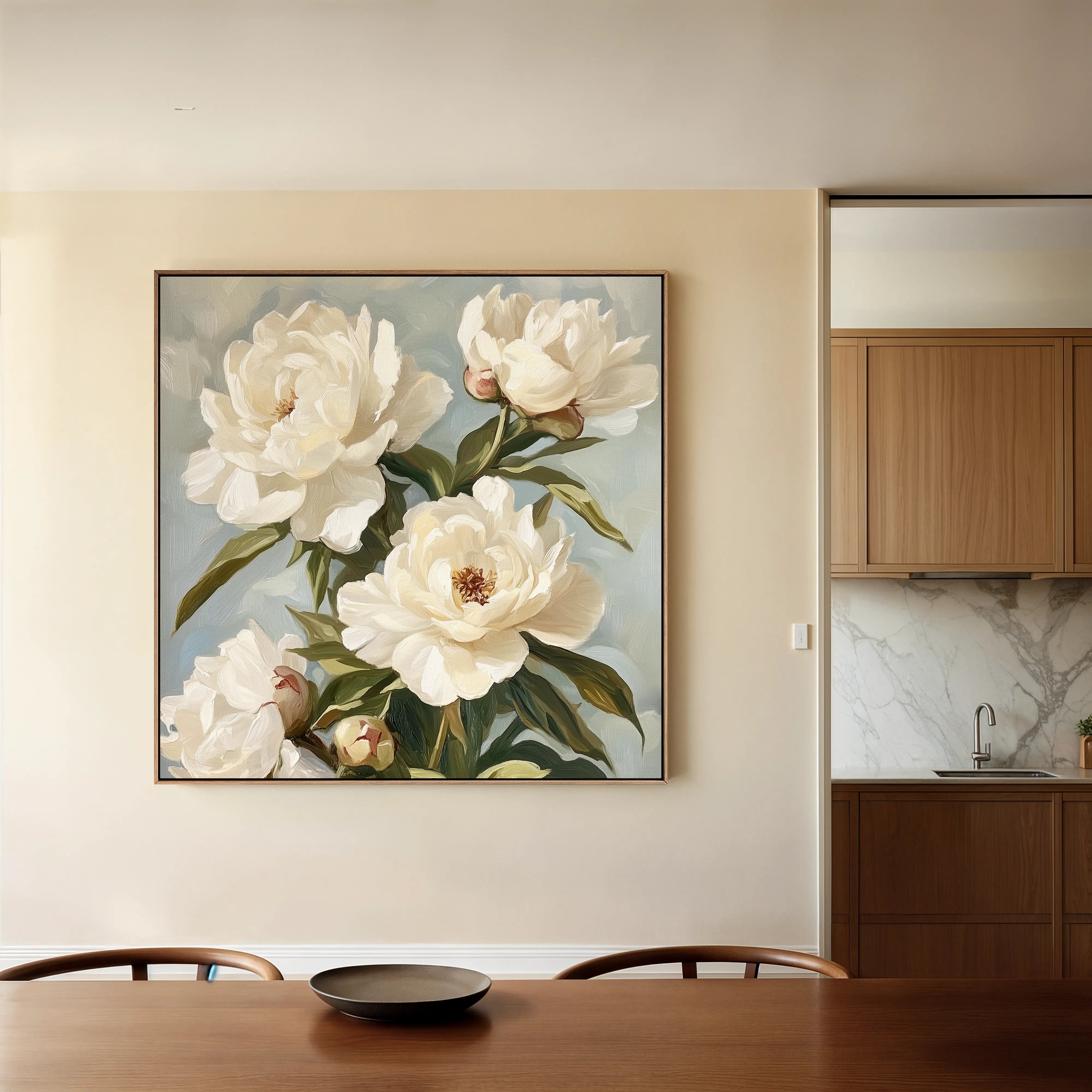 Floral 1333 Canvas Art 16" x 16" / 40 x 40 cm / Black