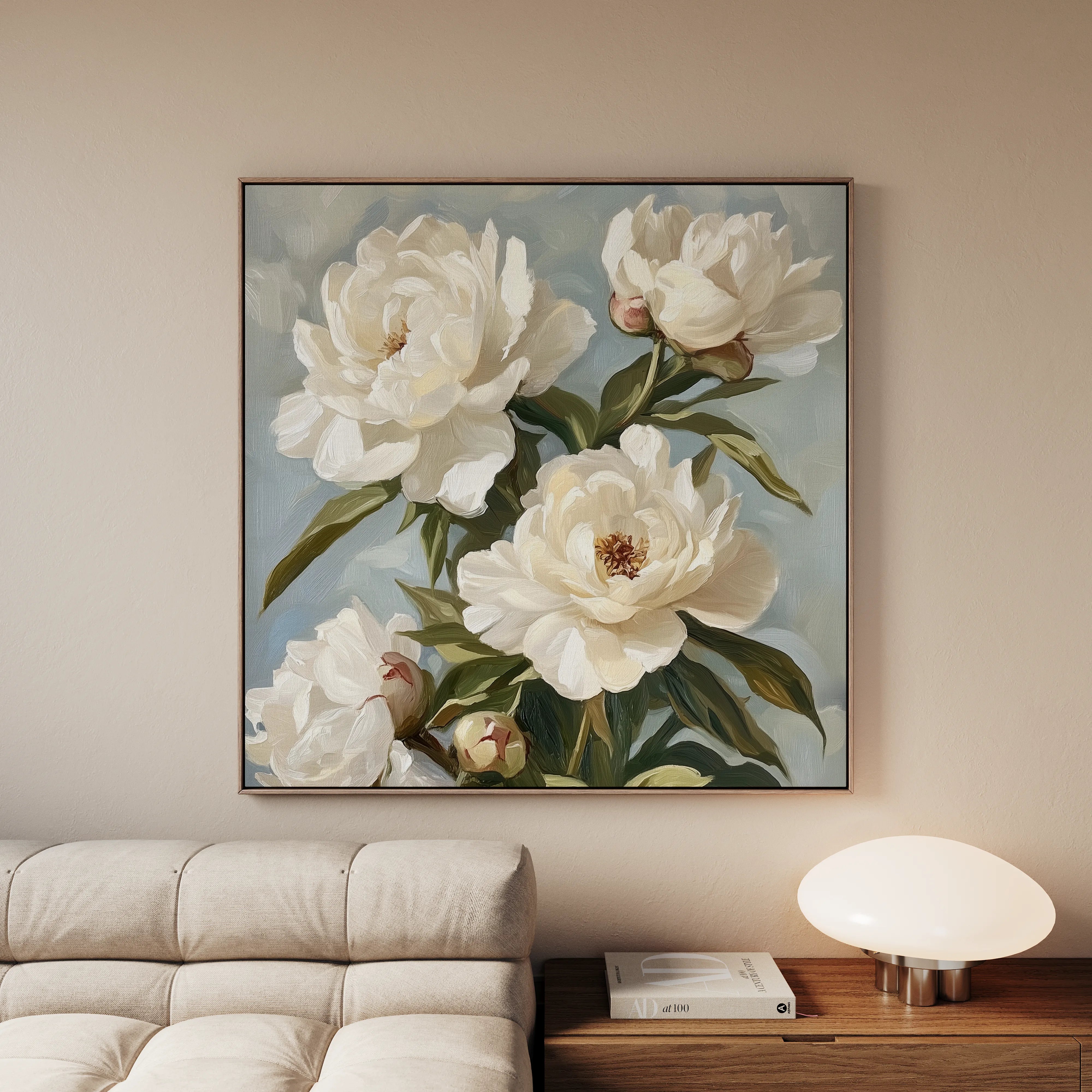 Floral 1333 Canvas Art 16" x 16" / 40 x 40 cm / Black