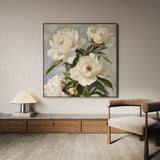 Floral 1333 Canvas Art 16" x 16" / 40 x 40 cm / Black