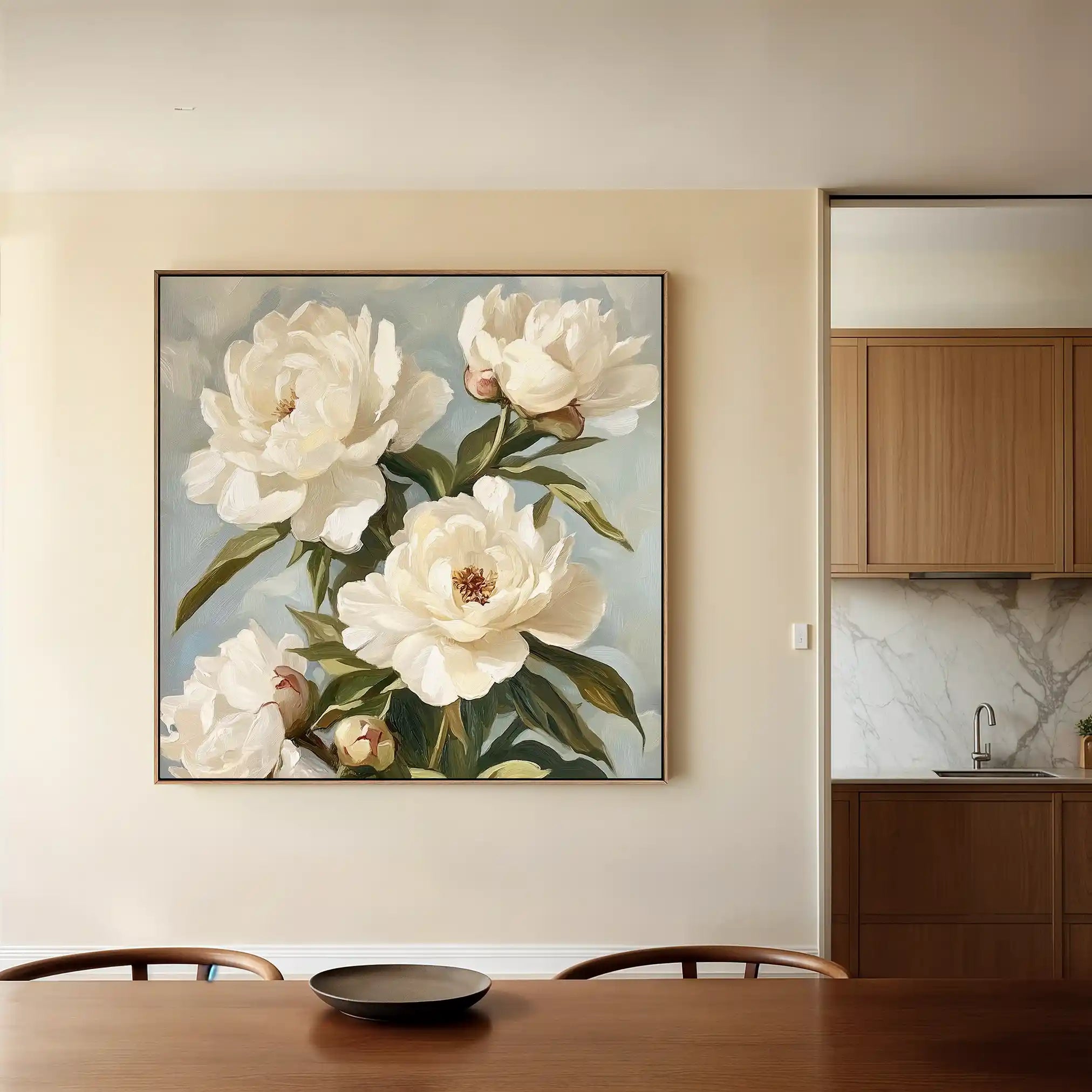 Floral 1333 Canvas Art 16" x 16" / 40 x 40 cm / Black