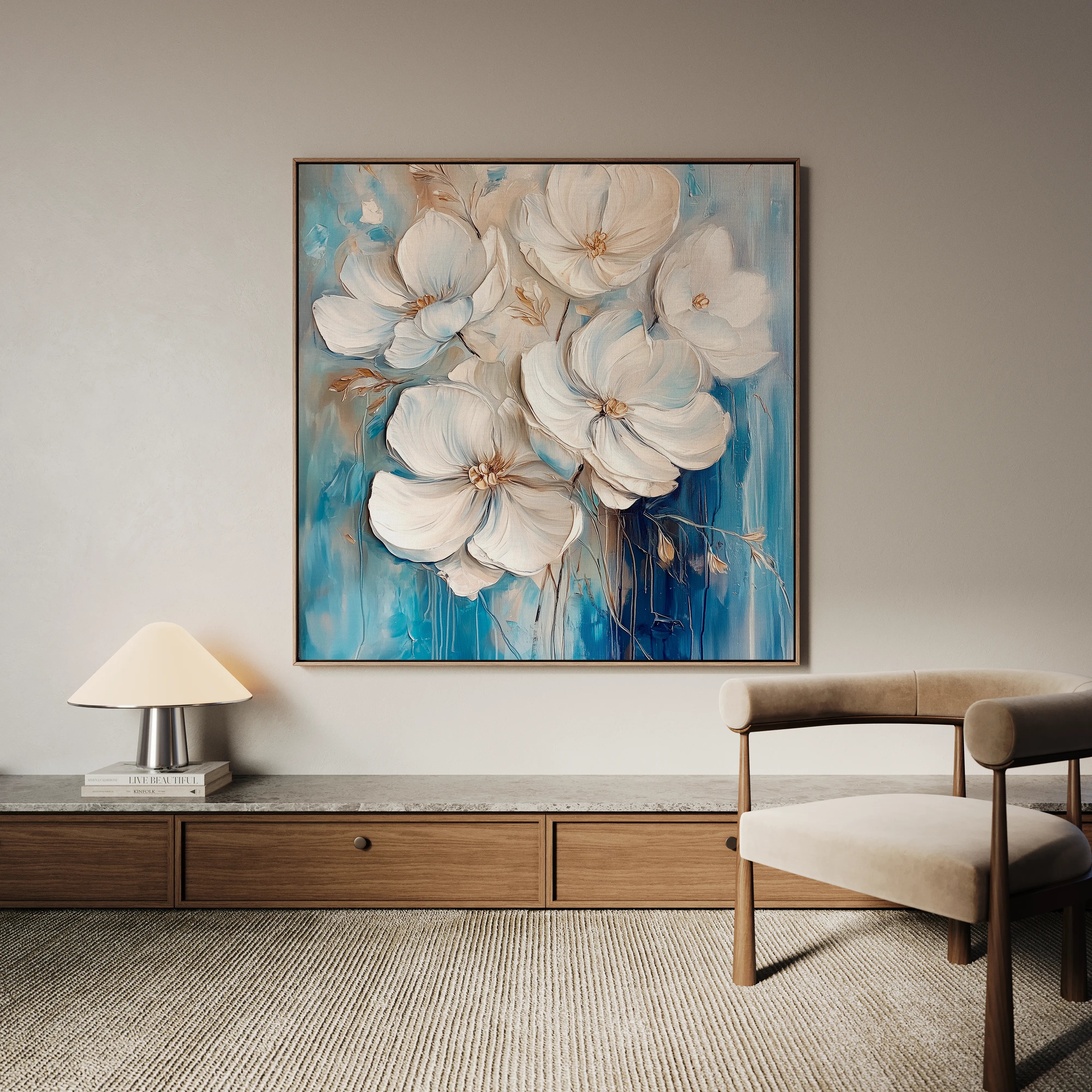 Floral 1334 Canvas Art 16" x 16" / 40 x 40 cm / Black