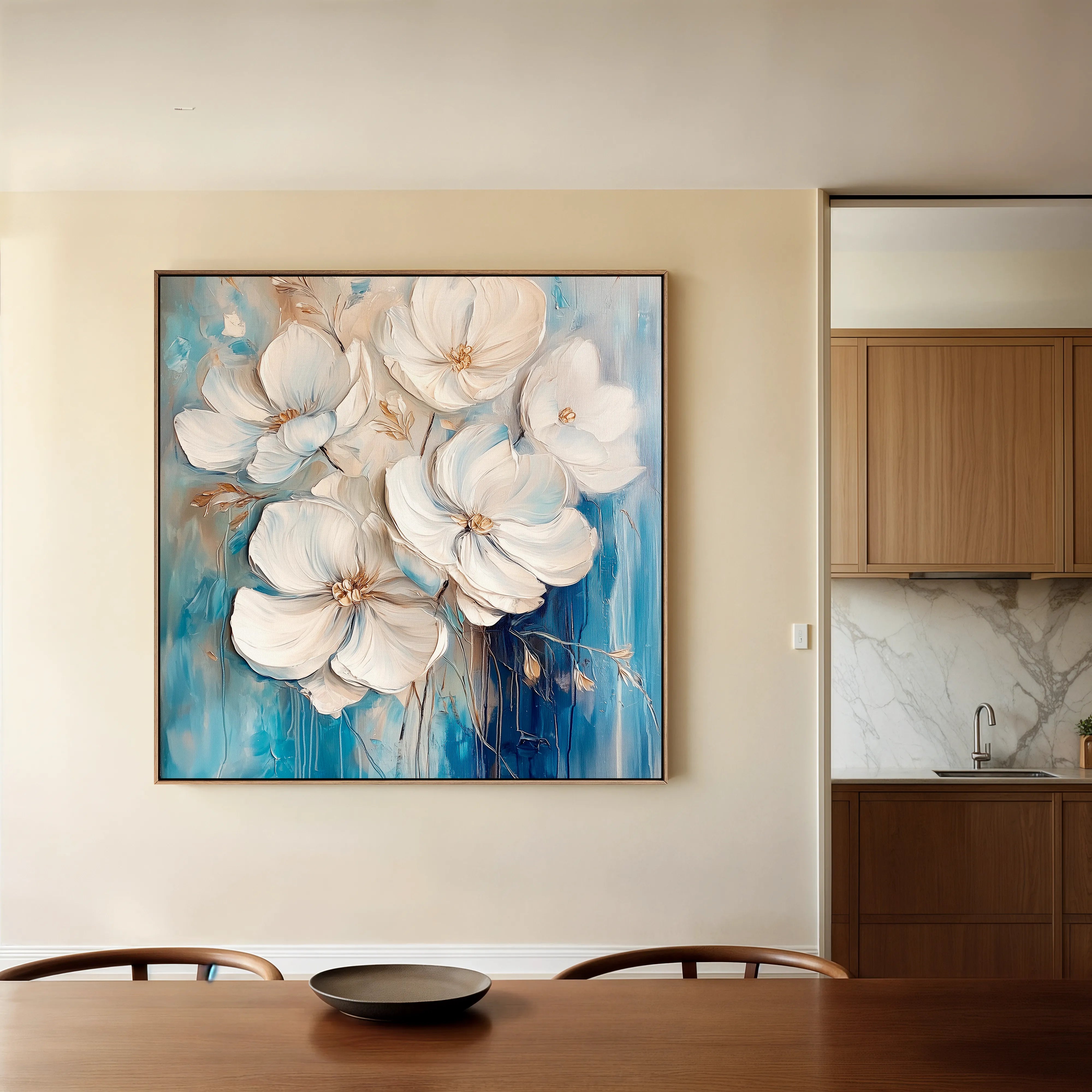 Floral 1334 Canvas Art 16" x 16" / 40 x 40 cm / Black