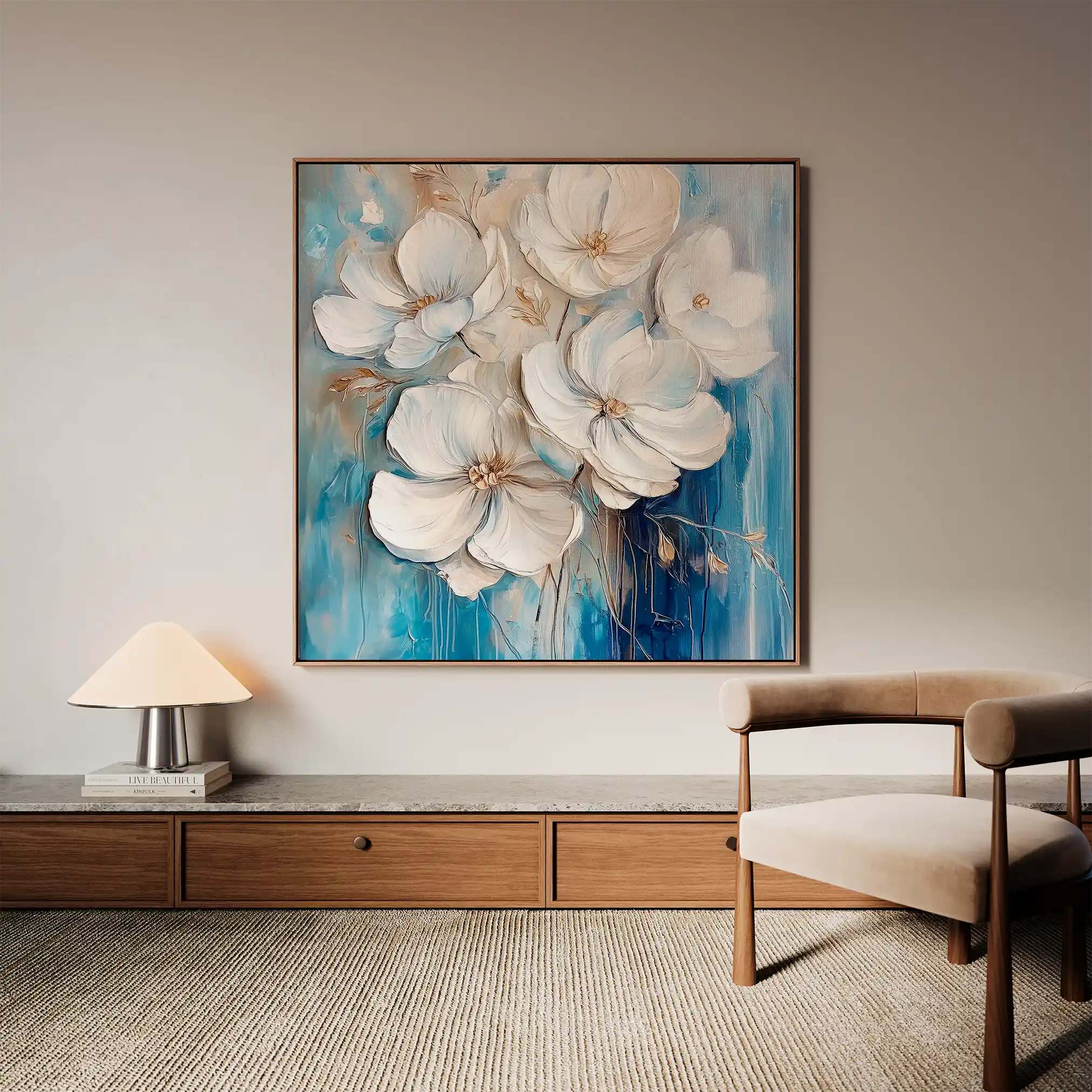Floral 1334 Canvas Art 60 x 60 cm / Black