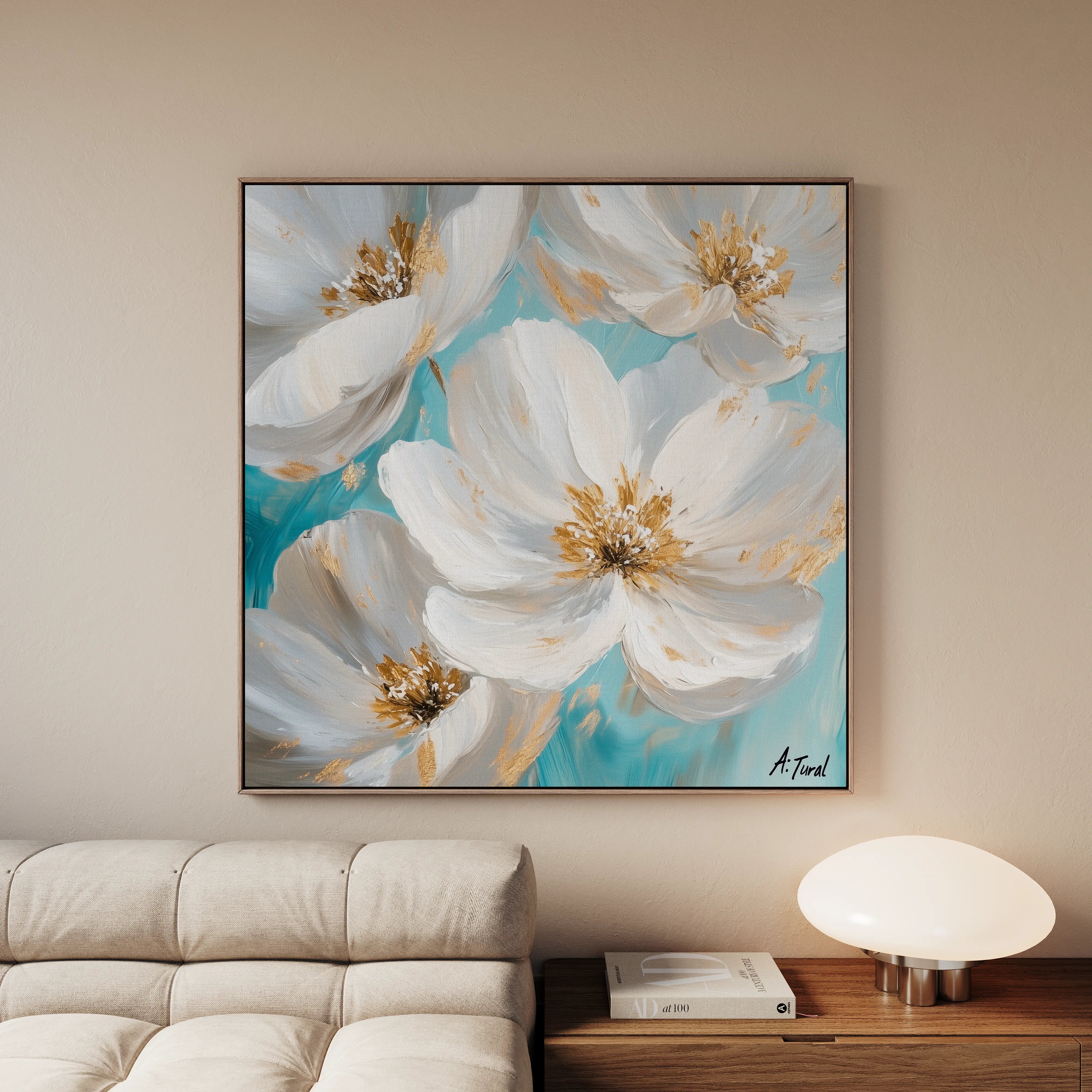 Floral 1335 Canvas Art 16" x 16" / 40 x 40 cm / Black