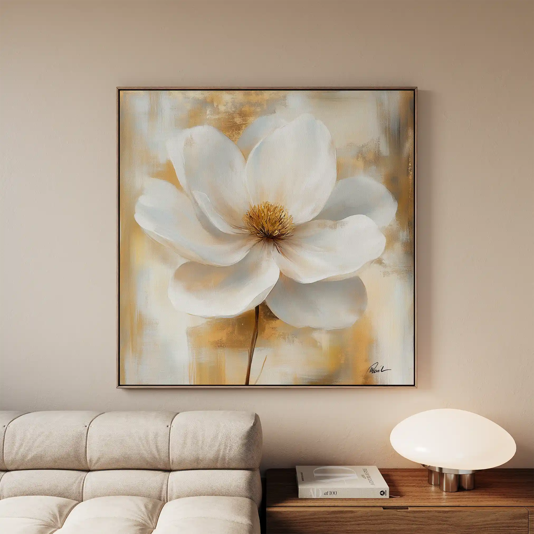 Floral 1336 Canvas Art 16" x 16" / 40 x 40 cm / Black