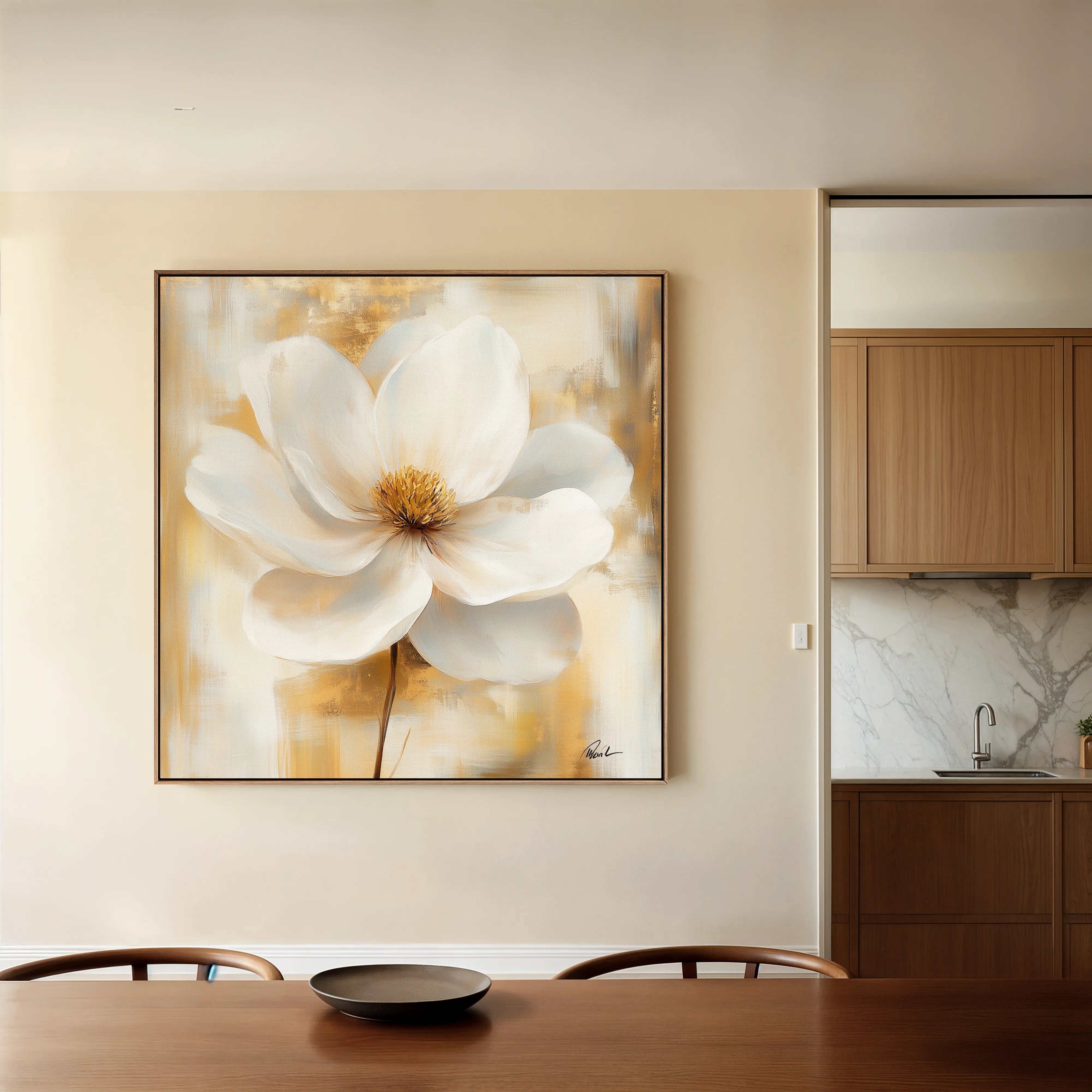 Floral 1336 Canvas Art 16" x 16" / 40 x 40 cm / Black