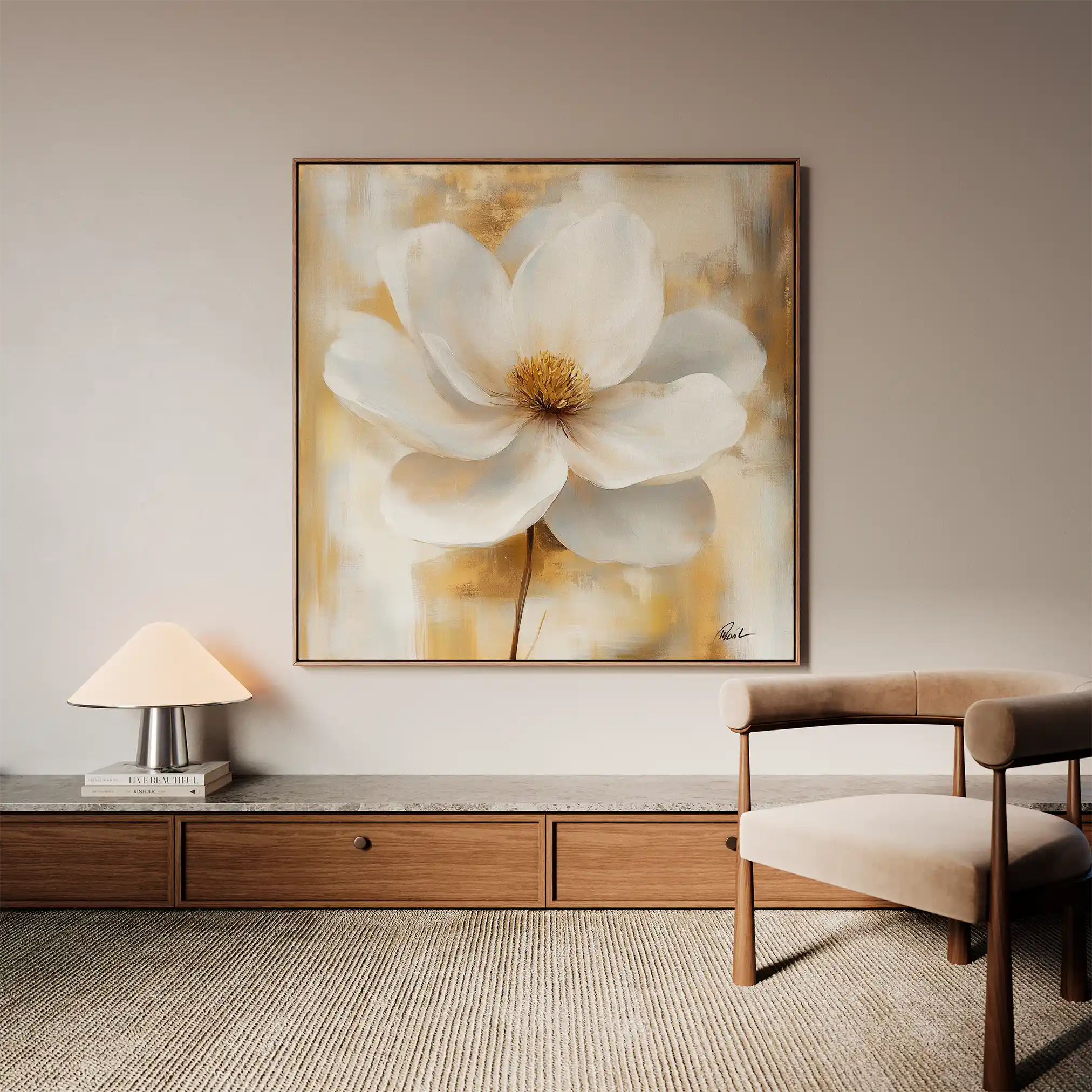 Floral 1336 Canvas Art 16" x 16" / 40 x 40 cm / Black