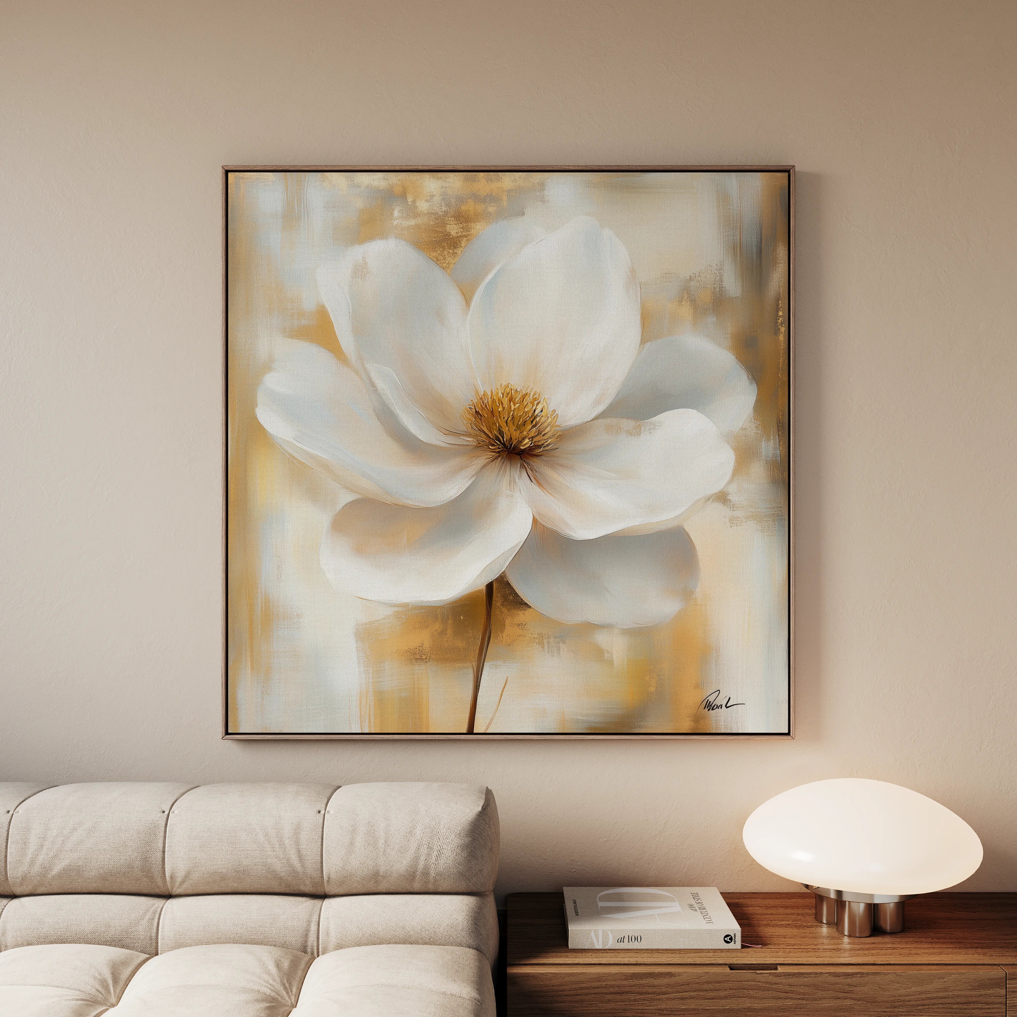 Floral 1336 Canvas Art 16" x 16" / 40 x 40 cm / Black