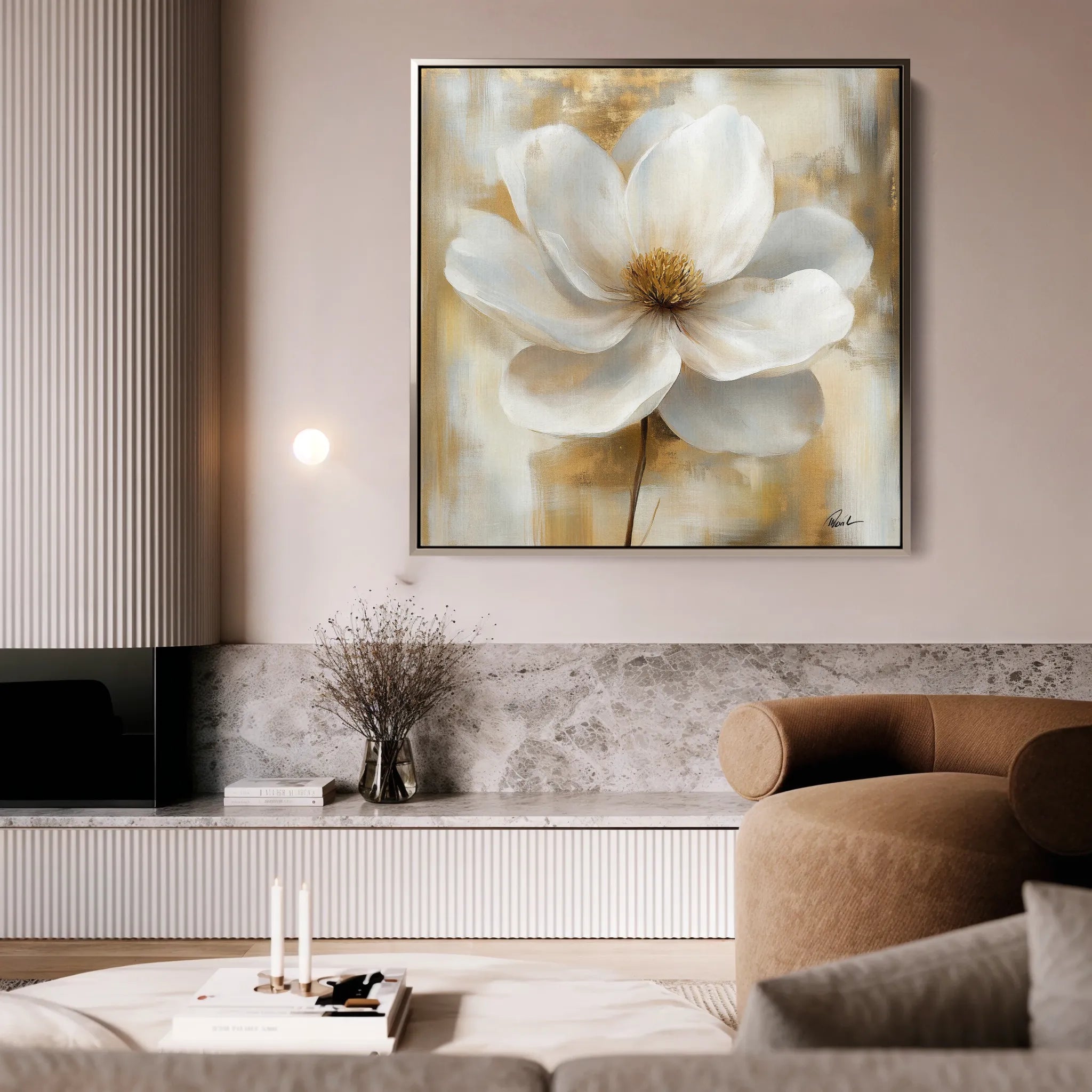 Floral 1336 Canvas Art 16" x 16" / 40 x 40 cm / Black