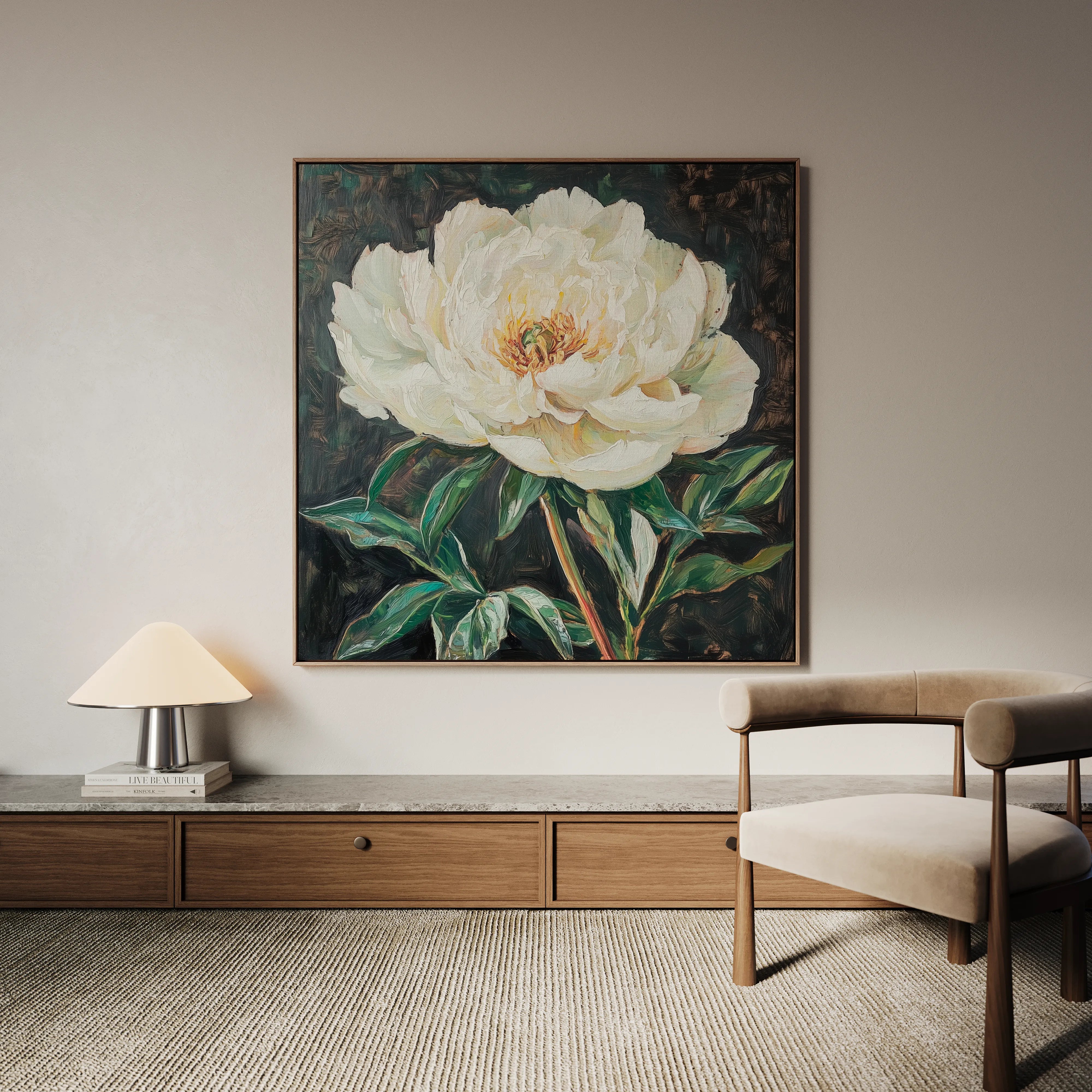 Floral 1337 Canvas Art 16" x 16" / 40 x 40 cm / Black
