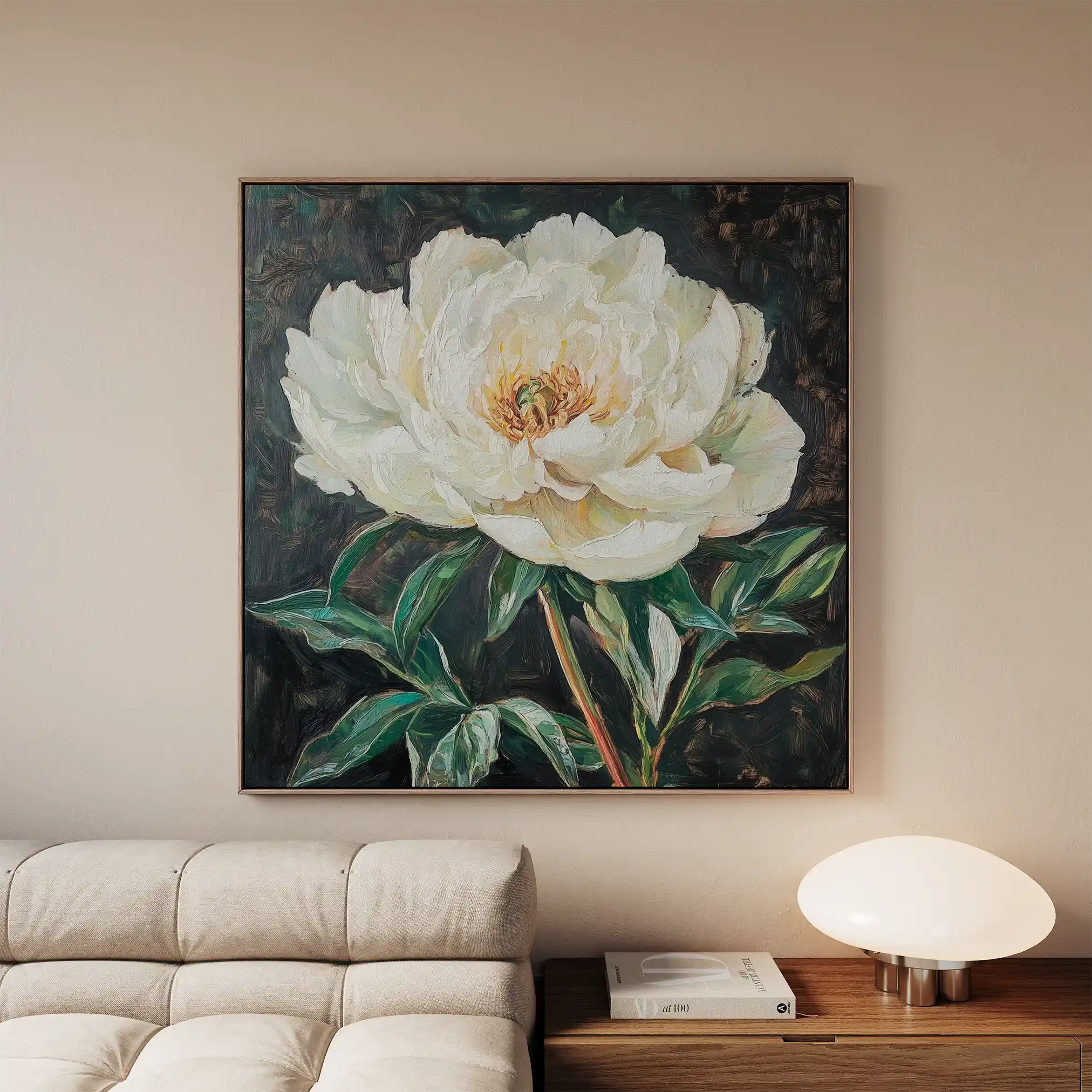 Floral 1337 Canvas Art 16" x 16" / 40 x 40 cm / Black