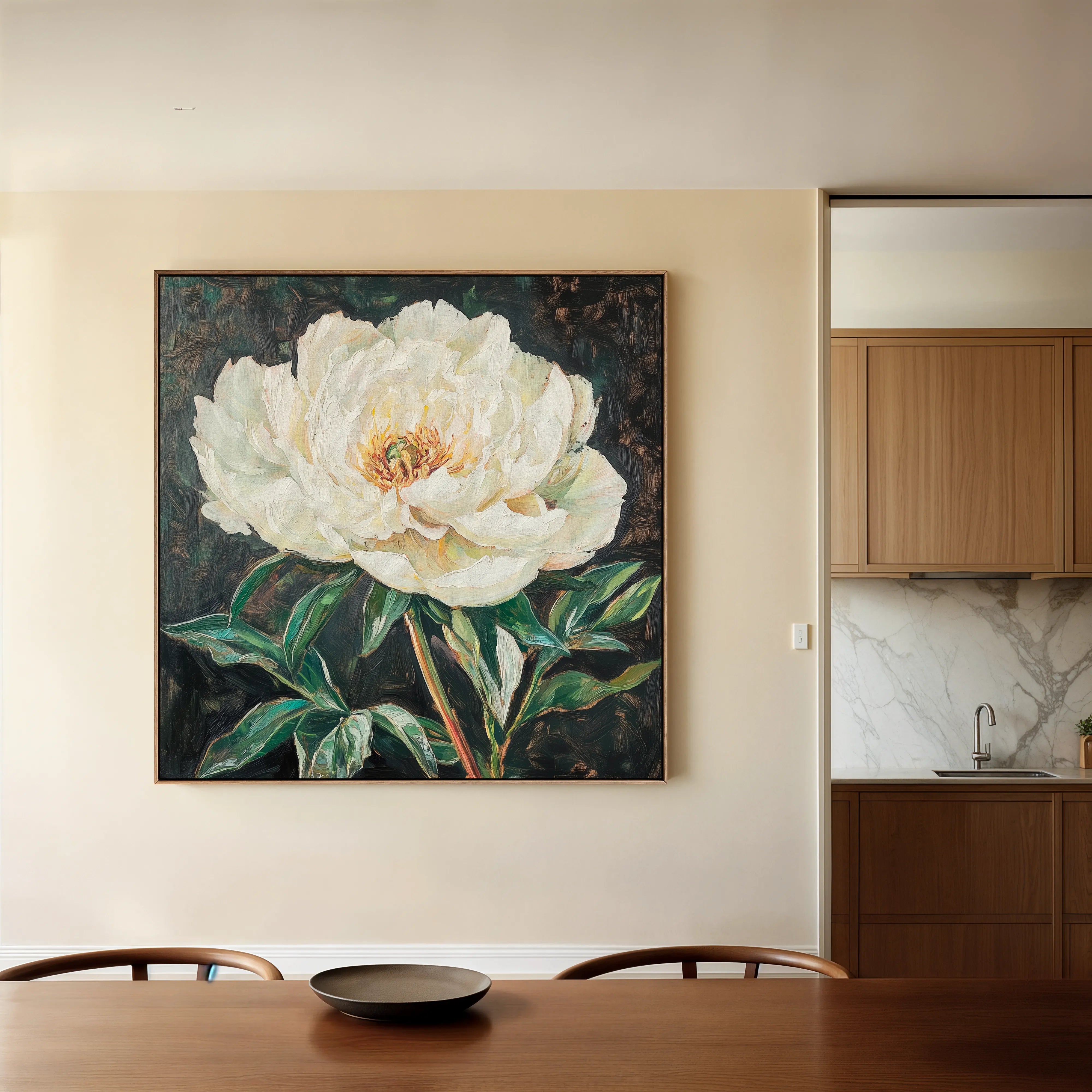 Floral 1337 Canvas Art 16" x 16" / 40 x 40 cm / Black