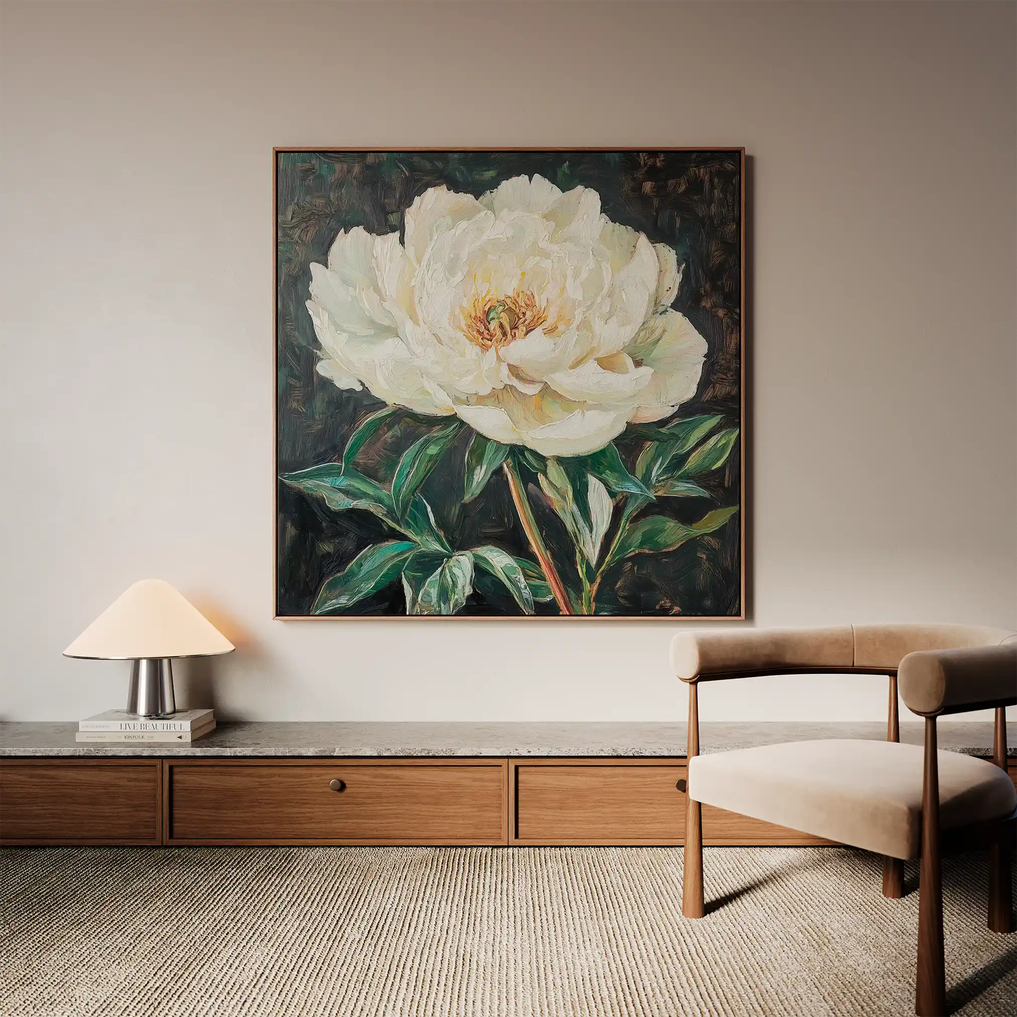 Floral 1337 Canvas Art 16" x 16" / 40 x 40 cm / Black