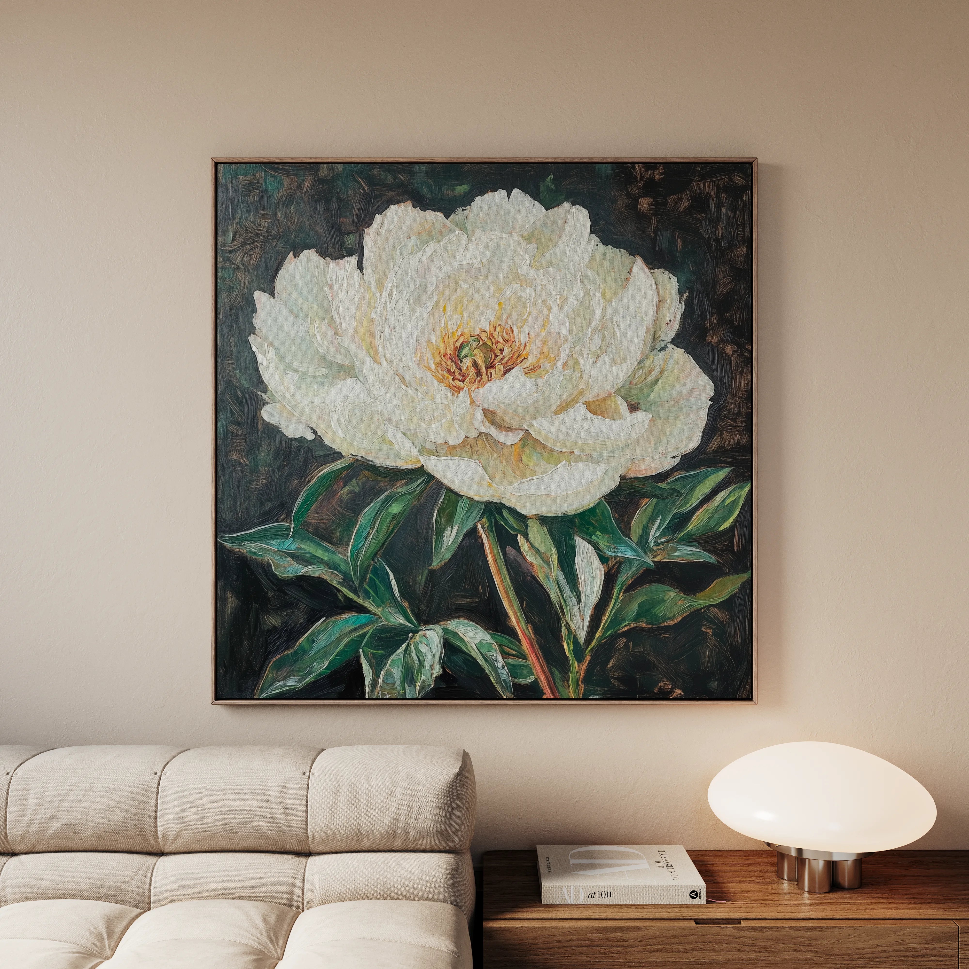 Floral 1337 Canvas Art 16" x 16" / 40 x 40 cm / Black