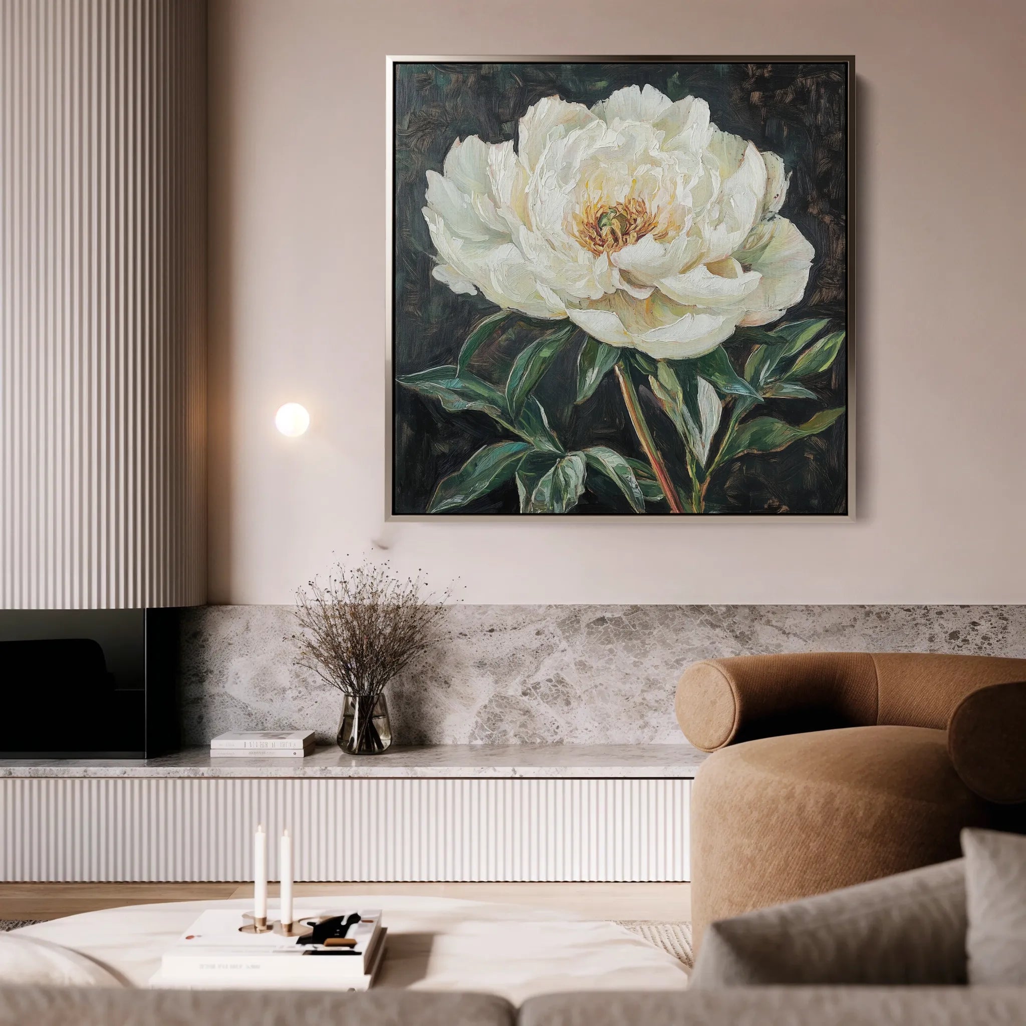 Floral 1337 Canvas Art 16" x 16" / 40 x 40 cm / Black