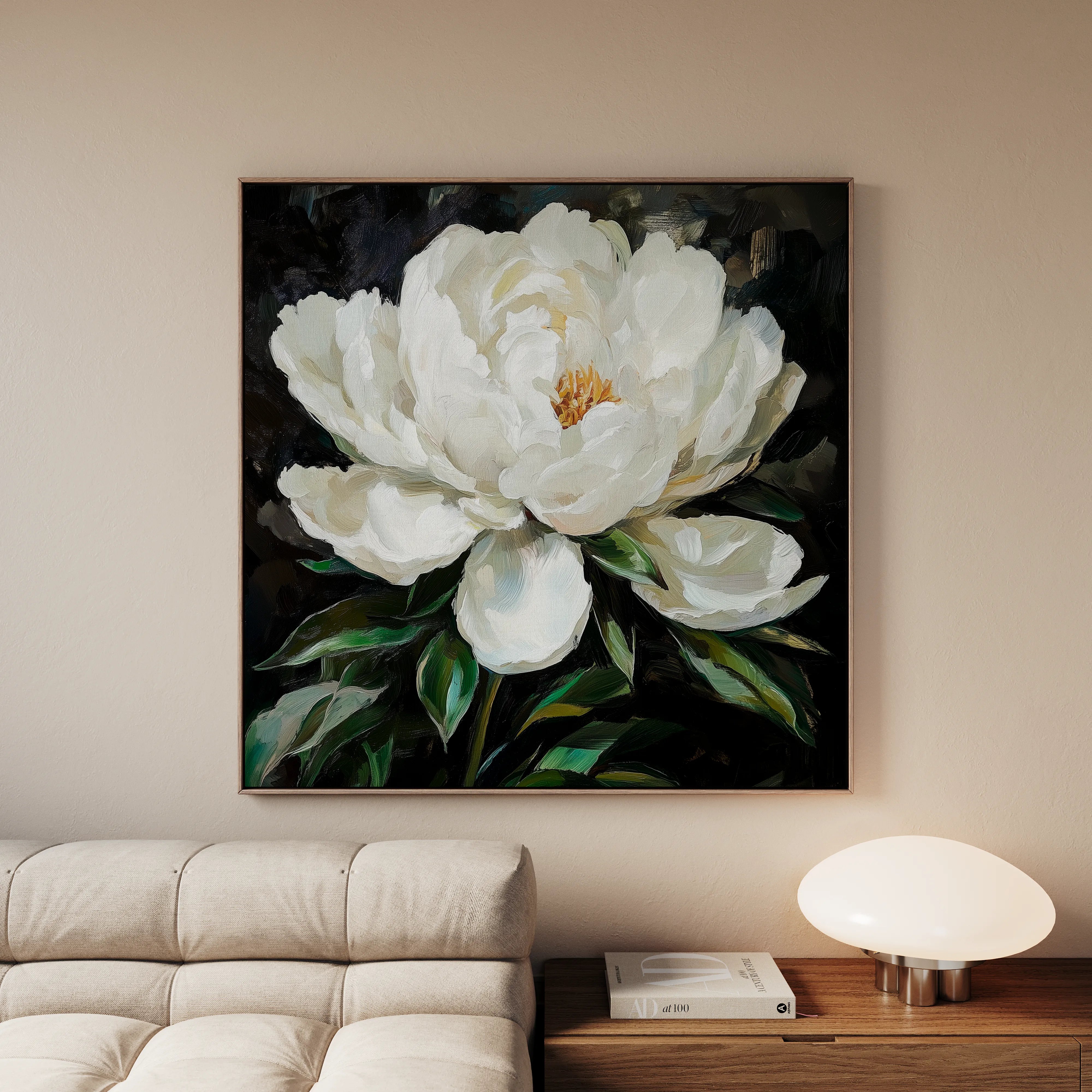 Floral 1338 Canvas Art 16" x 16" / 40 x 40 cm / Black