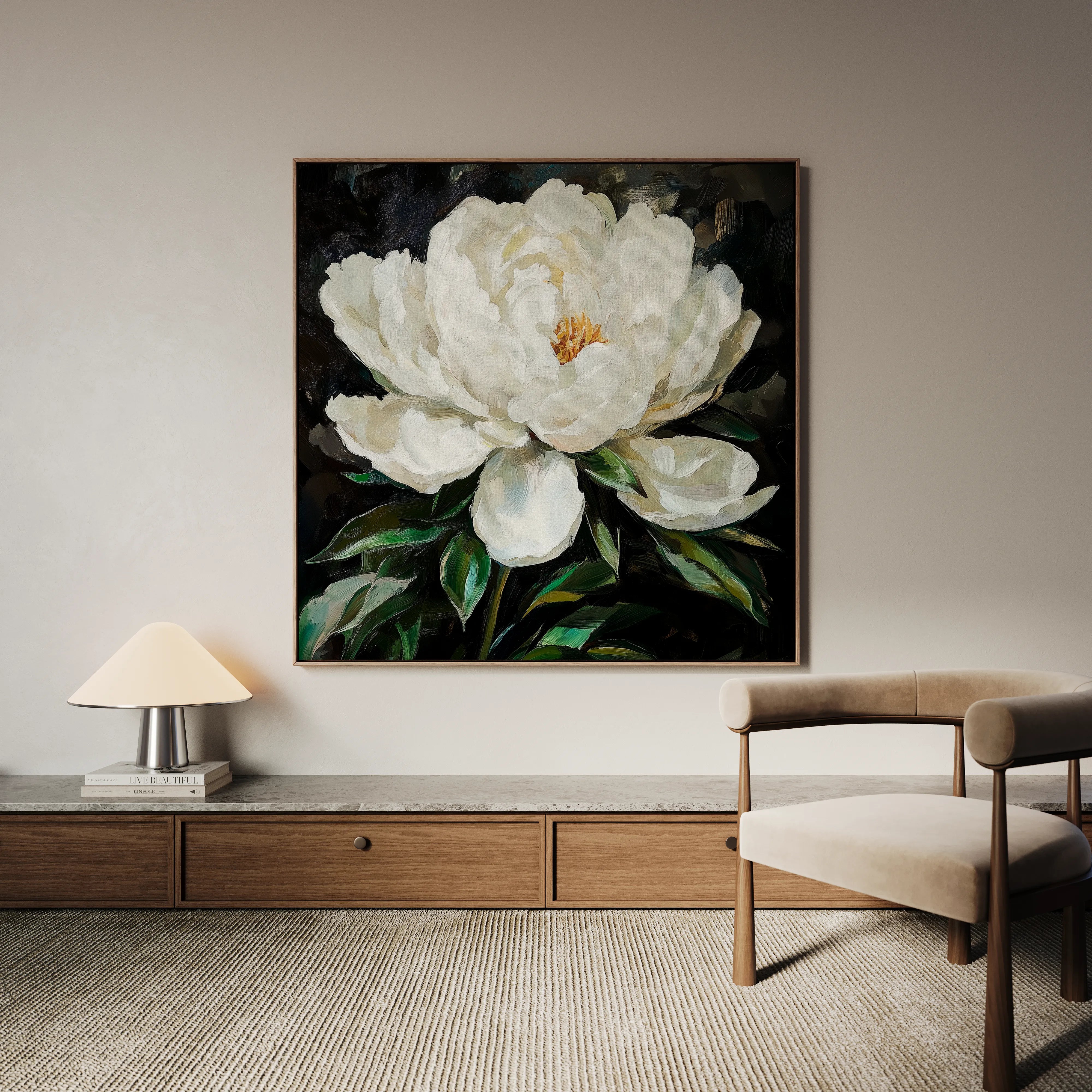 Floral 1338 Canvas Art 16" x 16" / 40 x 40 cm / Black
