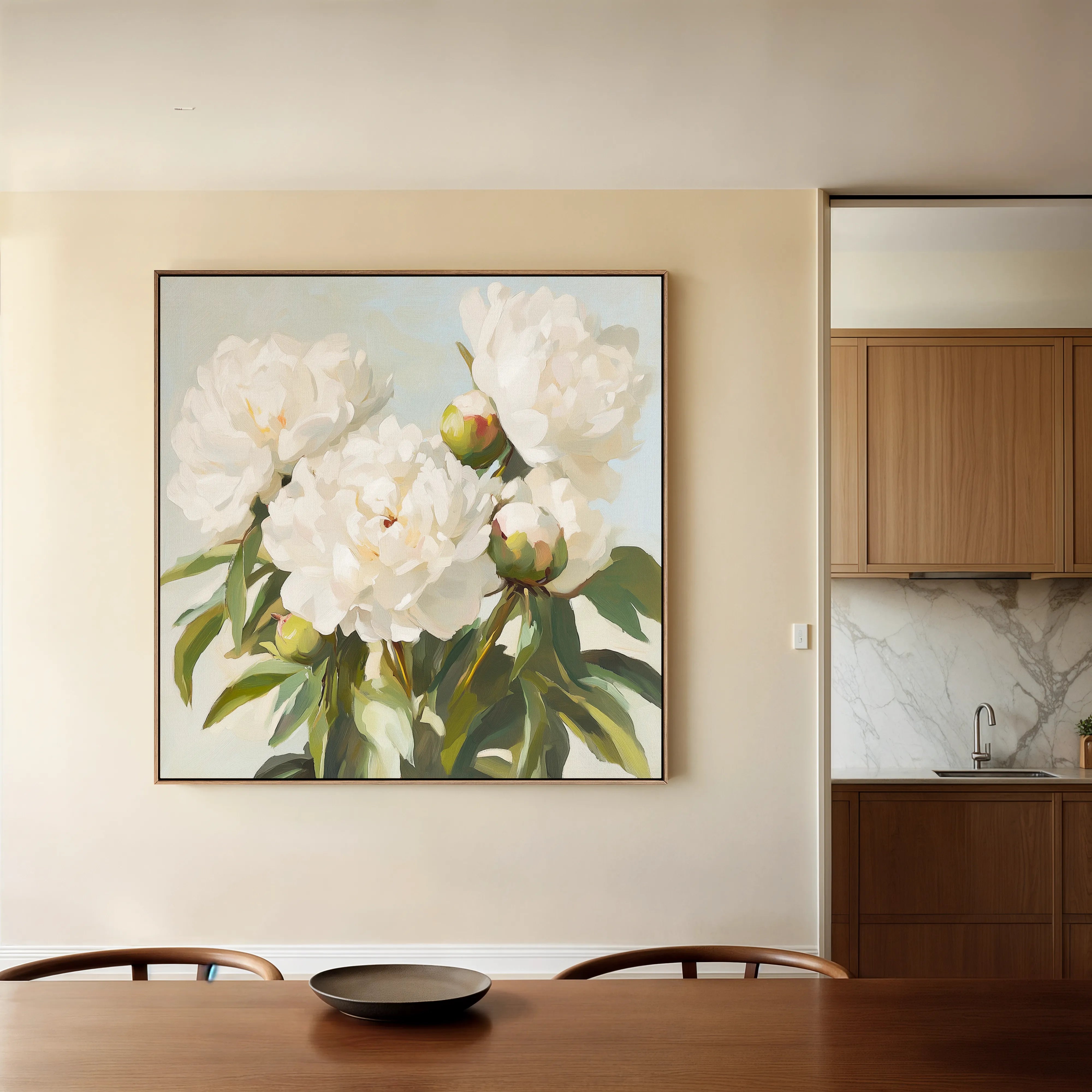 Floral 1339 Canvas Art 16" x 16" / 40 x 40 cm / Black