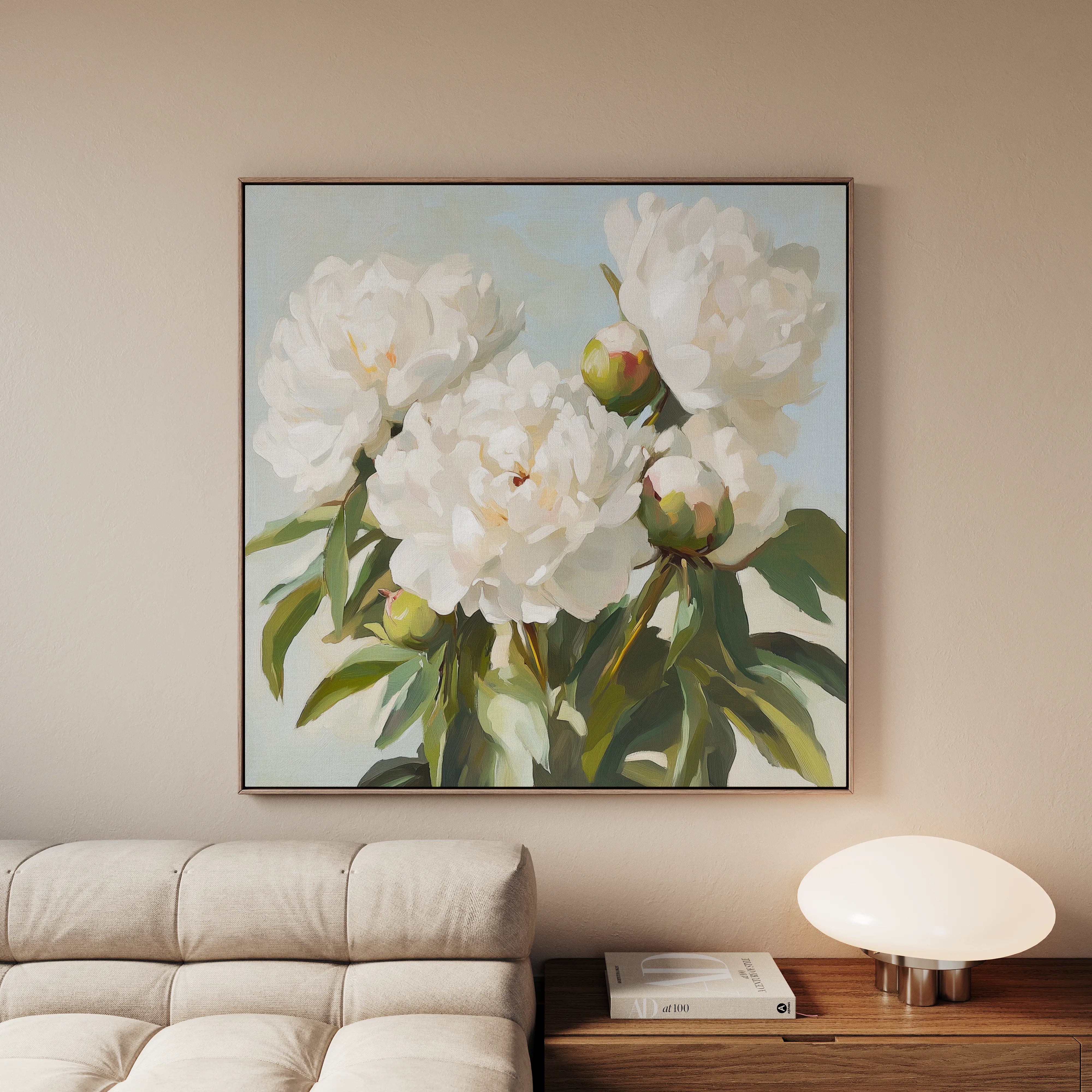 Floral 1339 Canvas Art 16" x 16" / 40 x 40 cm / Black