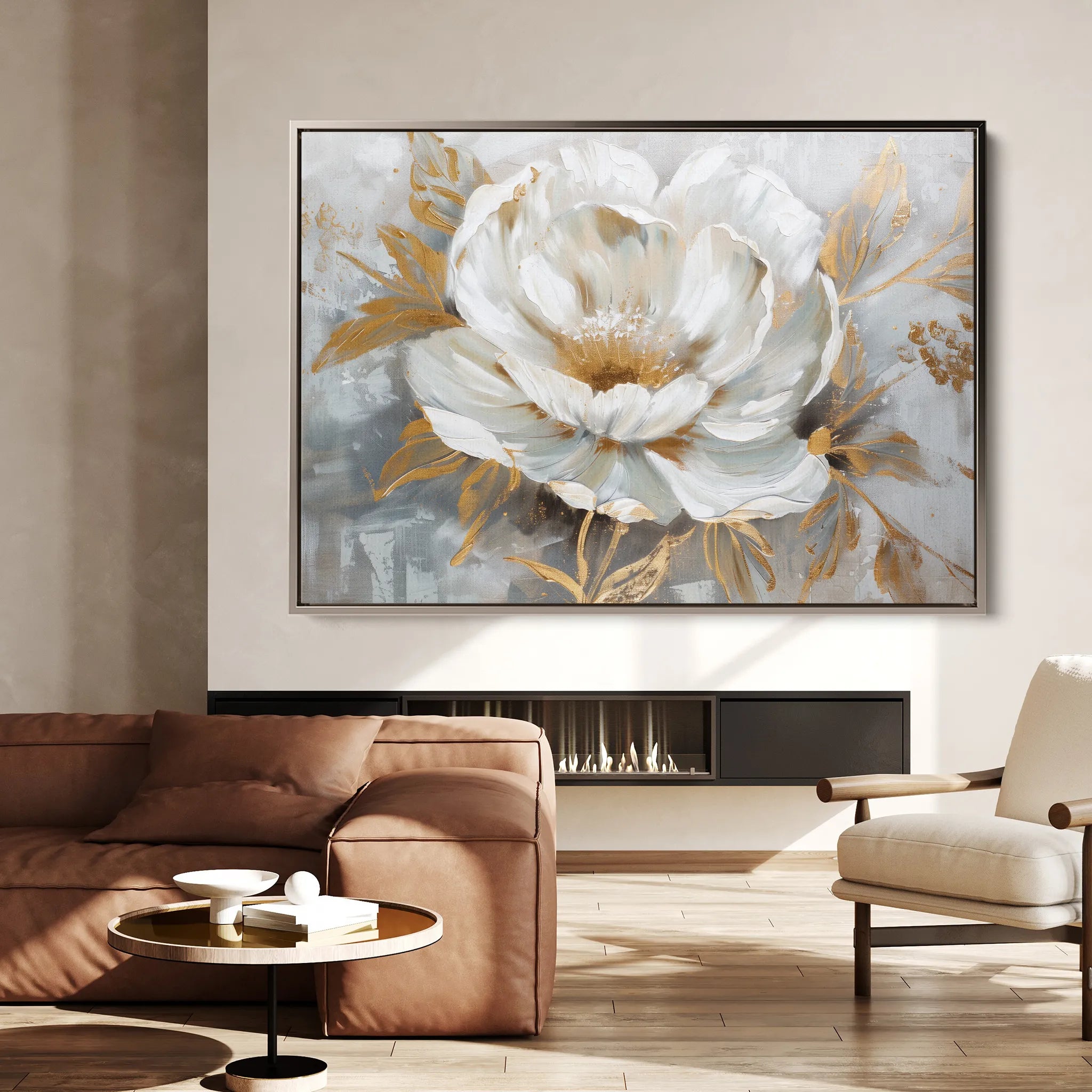 Floral 134 Canvas Art 18" x 24" / 45 x 60 cm / Black