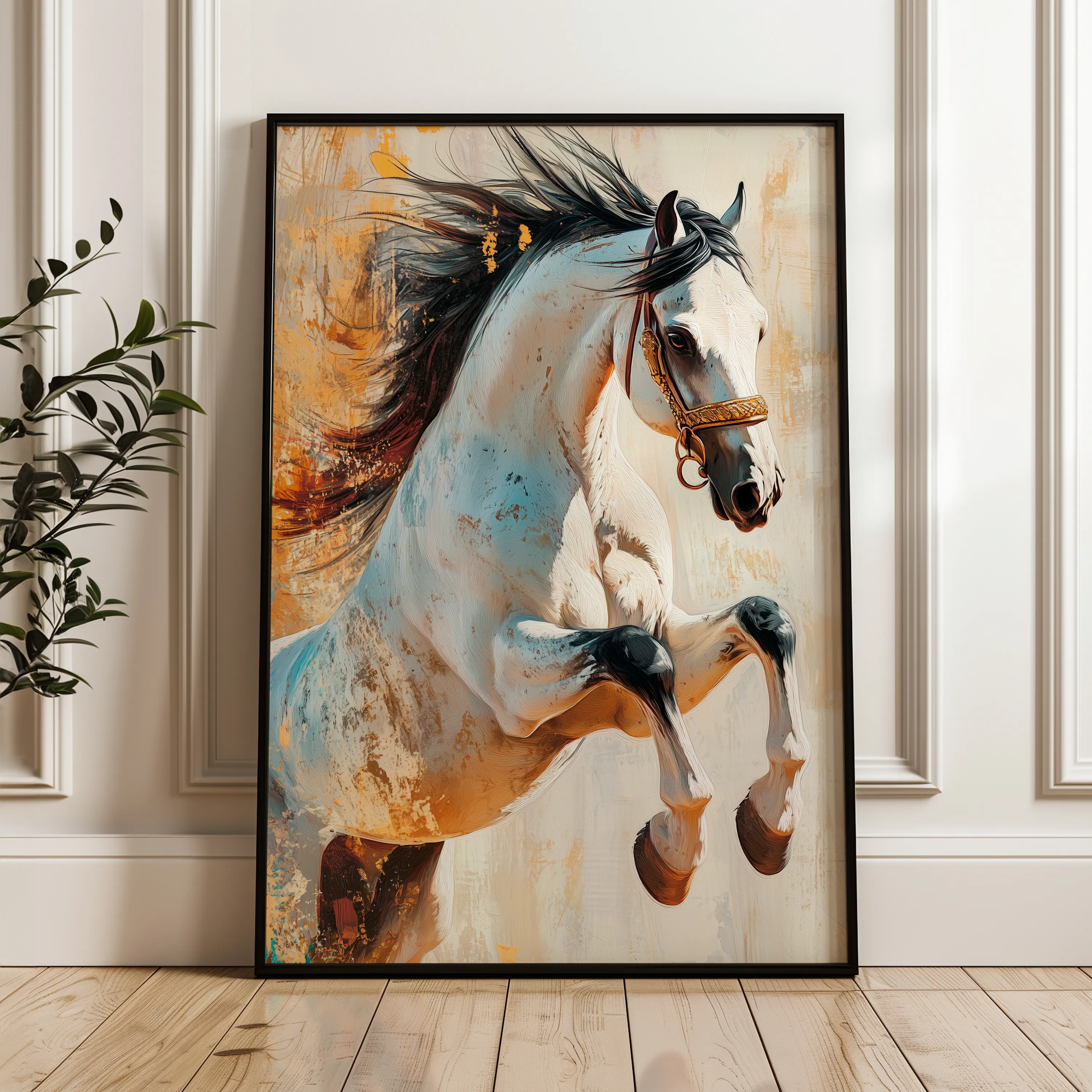 Horses 134 Canvas Art 18" x 24" / 45 x 60 cm / Black