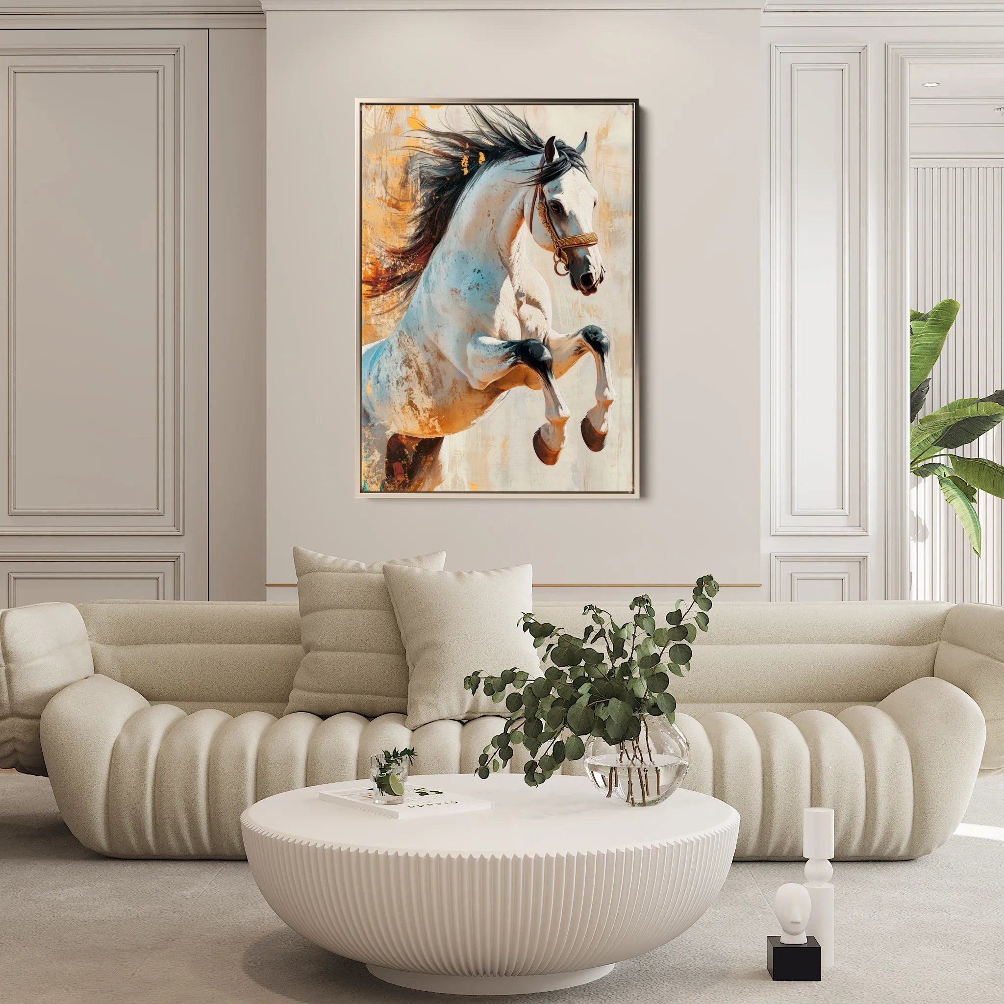 Horses 134 Canvas Art 18" x 24" / 45 x 60 cm / Black