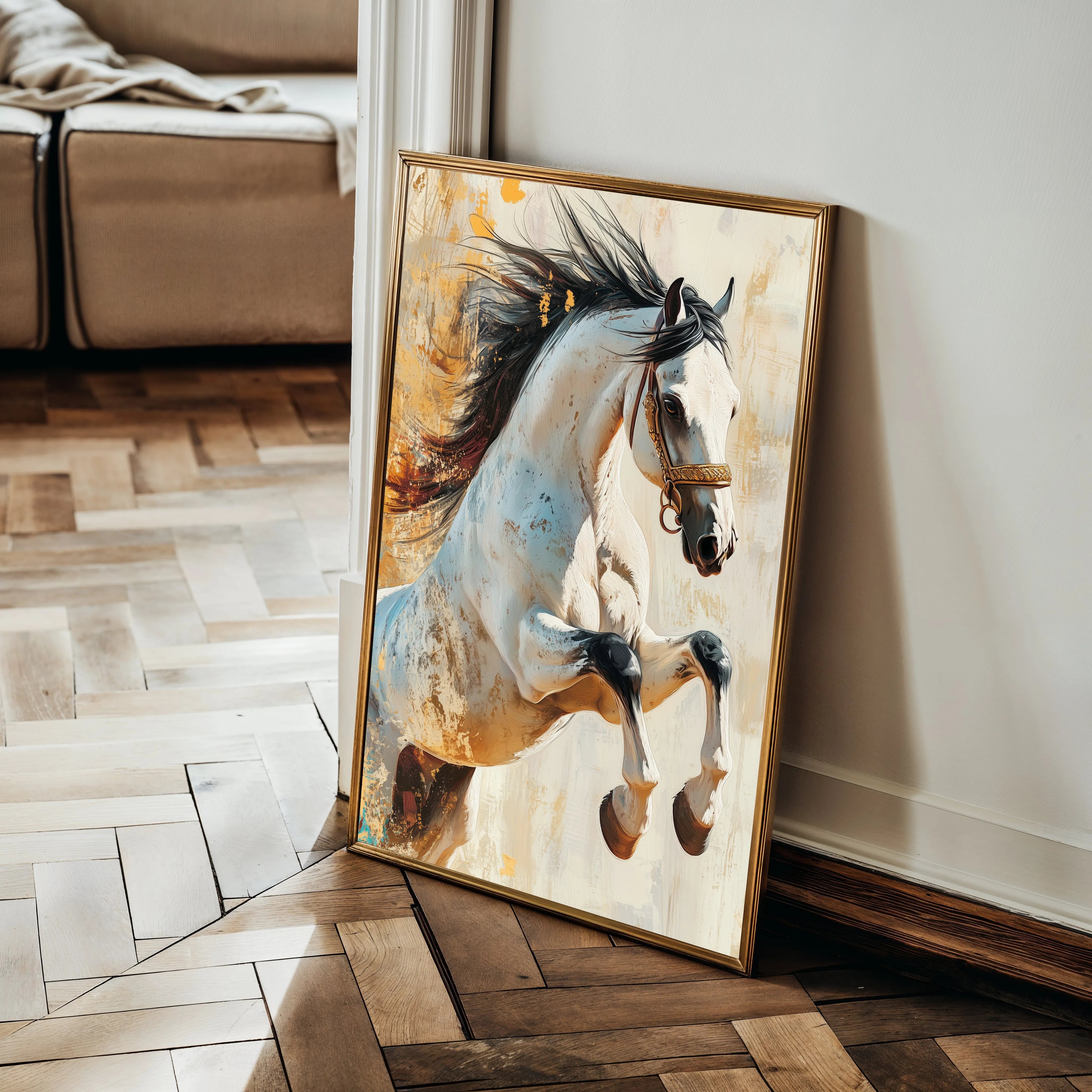 Horses 134 Canvas Art 18" x 24" / 45 x 60 cm / Black