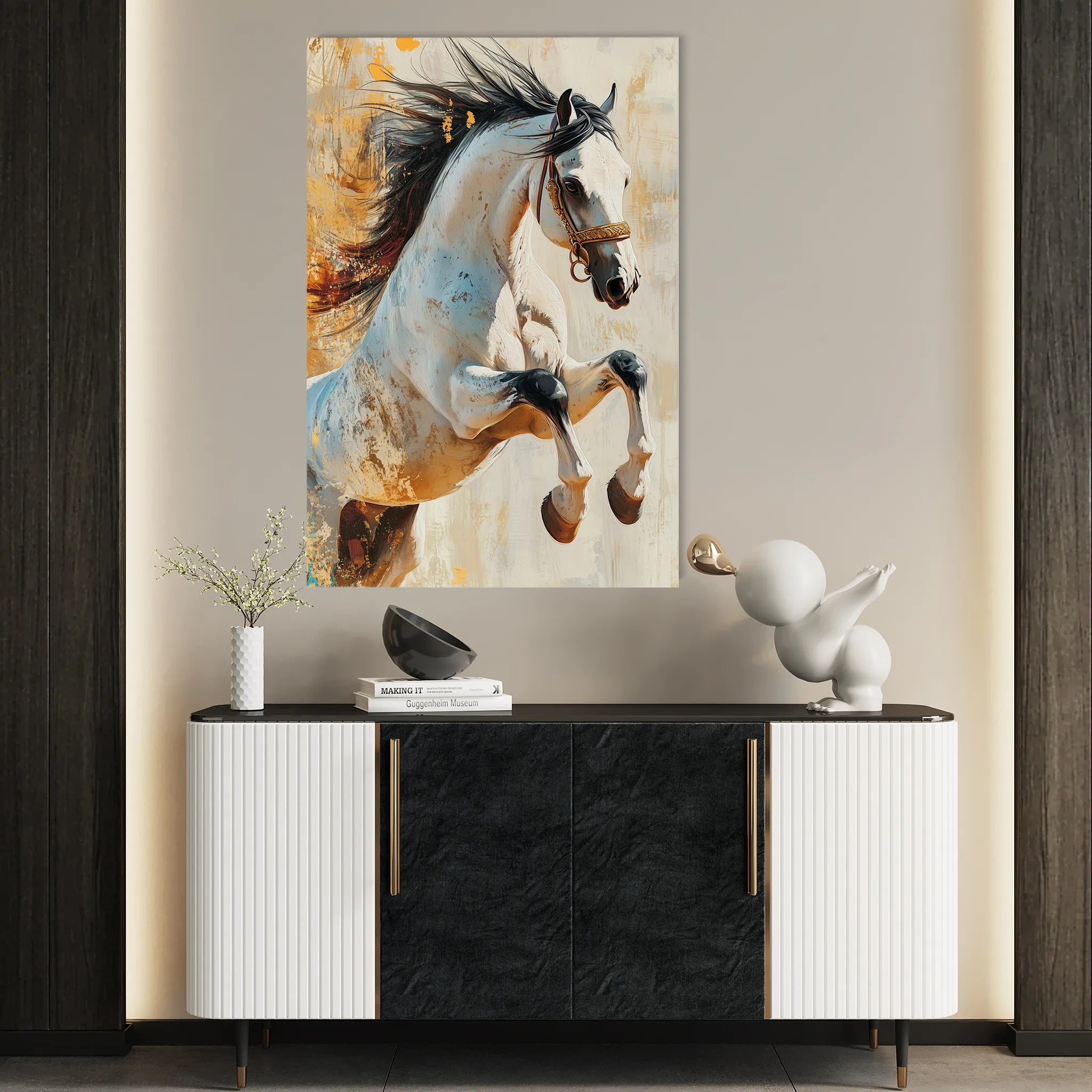 Horses 134 Canvas Art 18" x 24" / 45 x 60 cm / Black