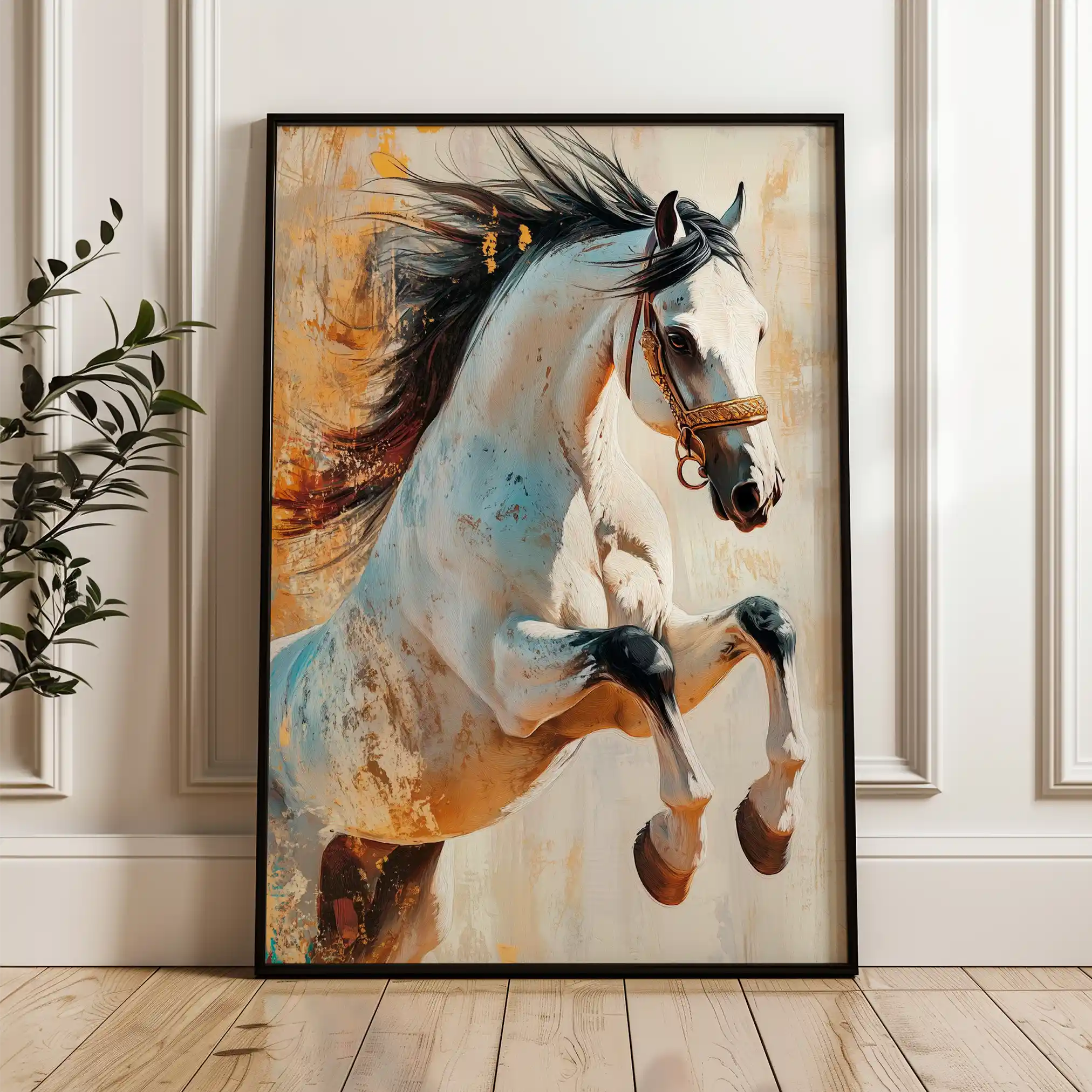 Horses 134 Canvas Art 60 x 40 cm / Black