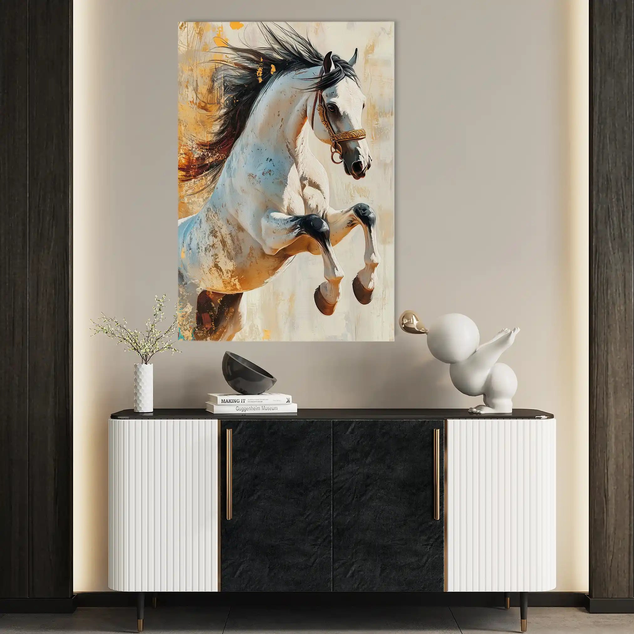 Horses 134 Canvas Art 60 x 40 cm / Black