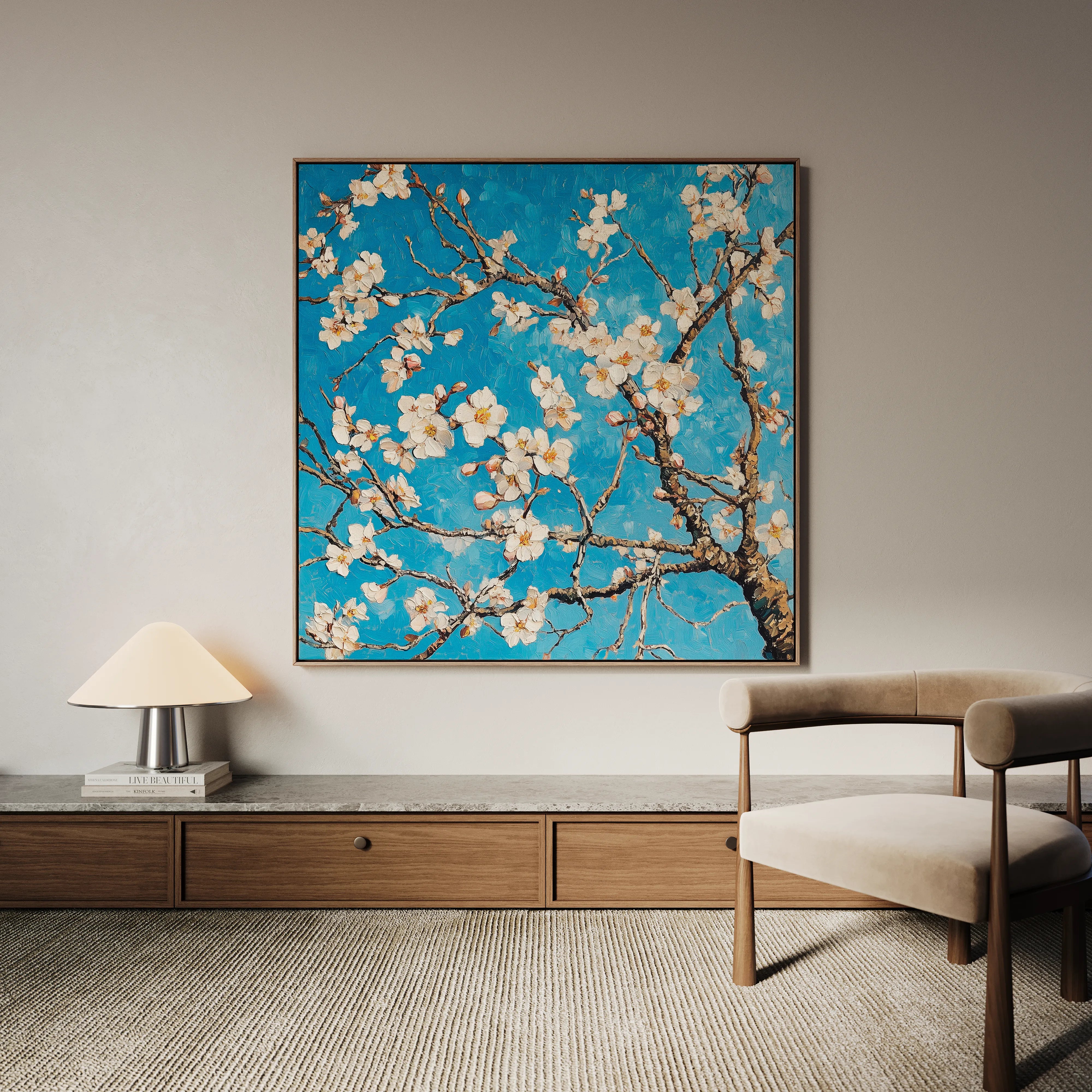 Floral 1340 Canvas Art 16" x 16" / 40 x 40 cm / Black