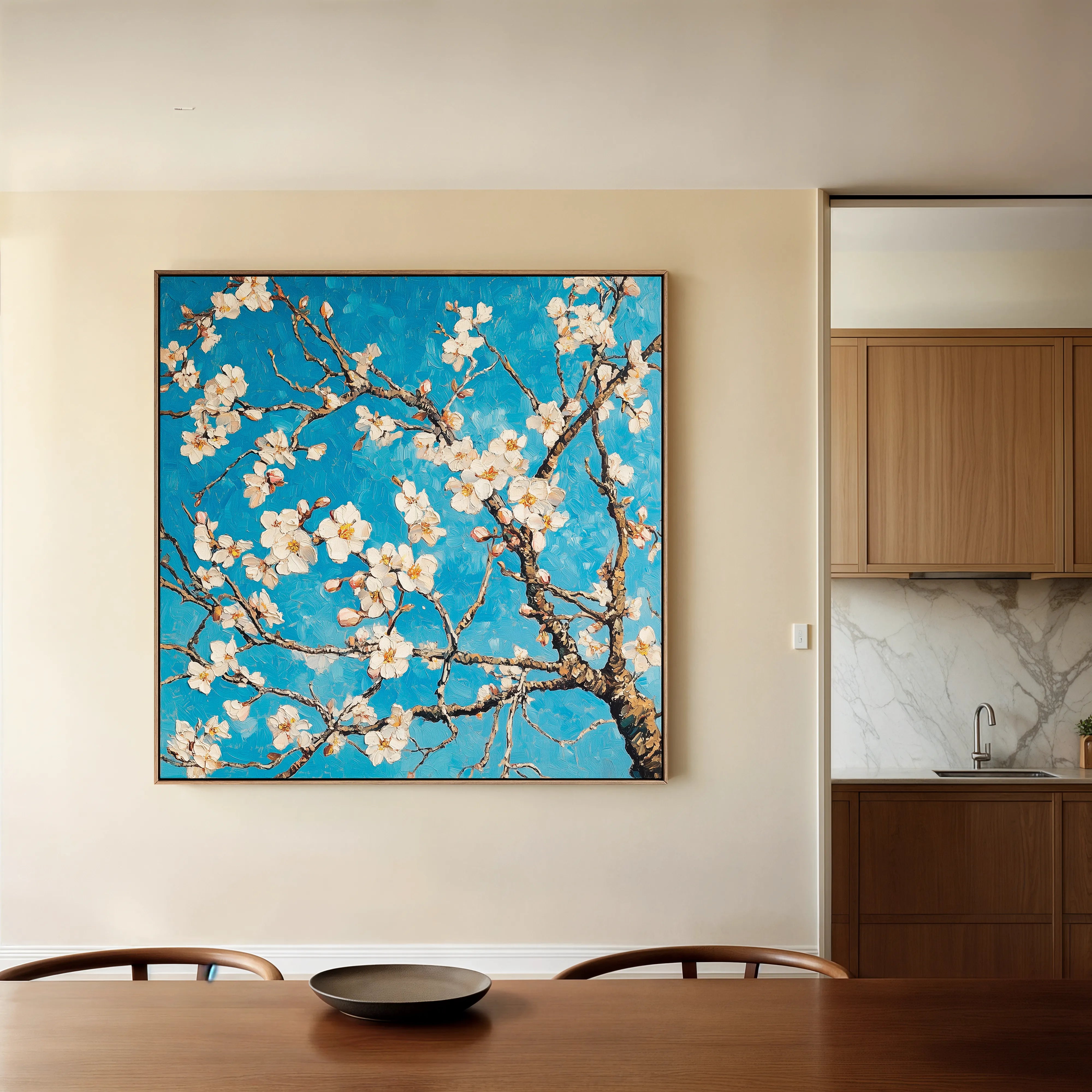 Floral 1340 Canvas Art 16" x 16" / 40 x 40 cm / Black